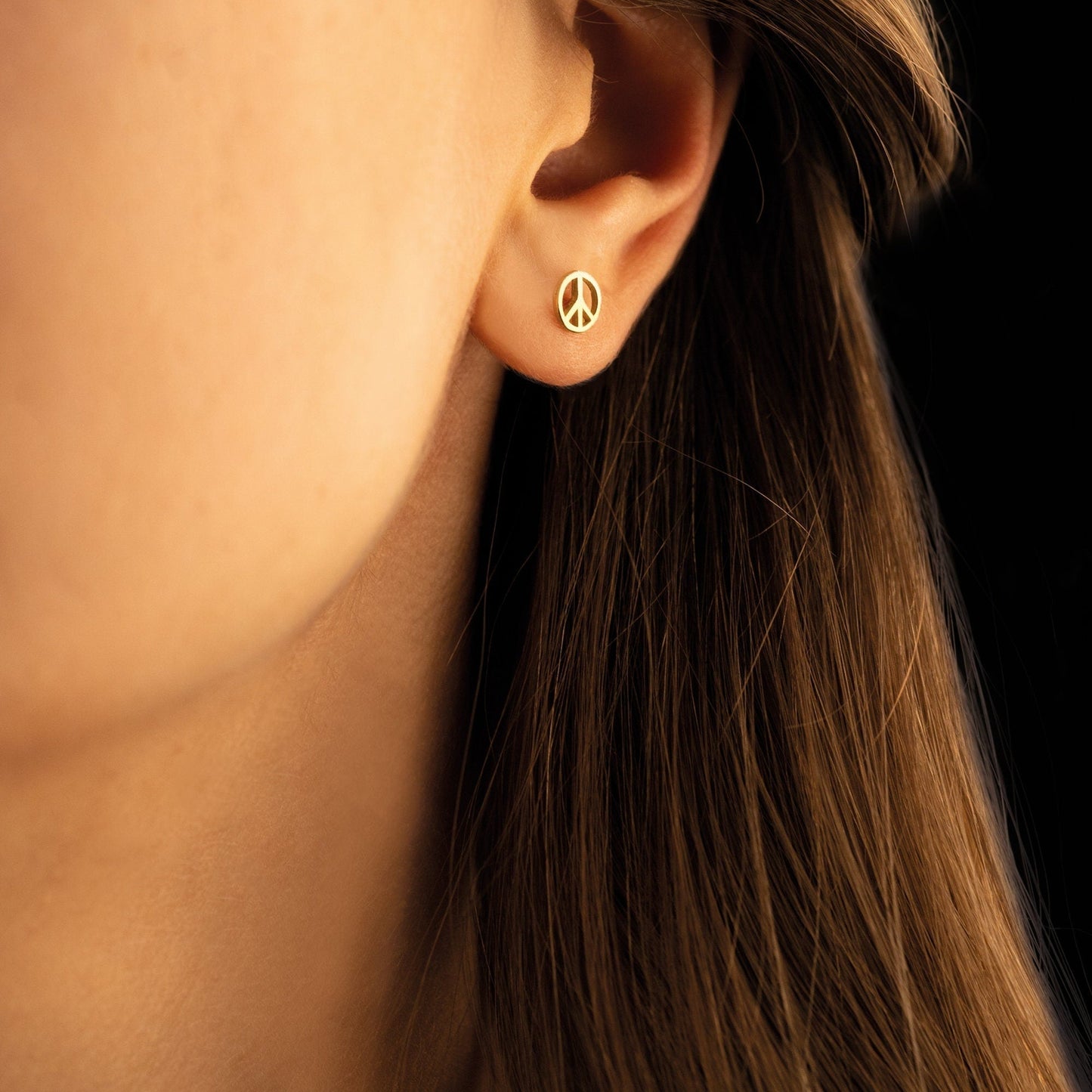 925 Sterling Silver Tiny Peace Sign Earrings