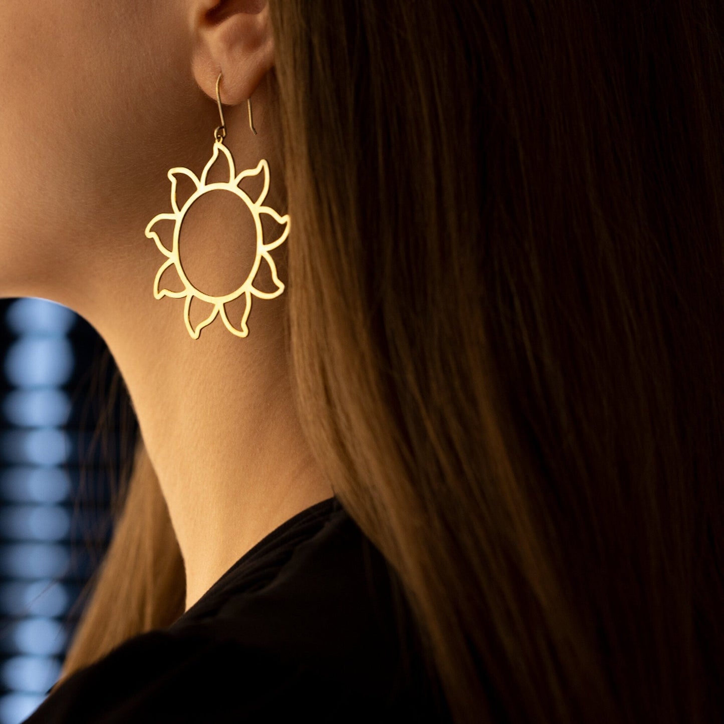 925 Sterling Silver Hoop Sun Earring