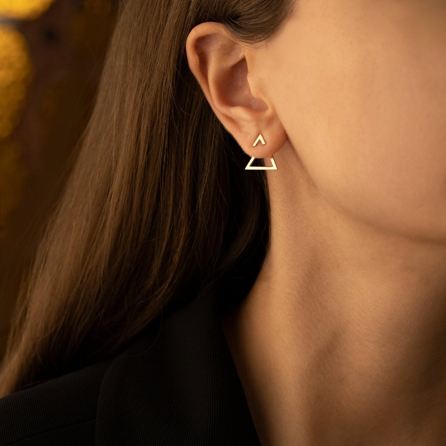 925 Sterling Silver Triangle Ear Jacket Earrings