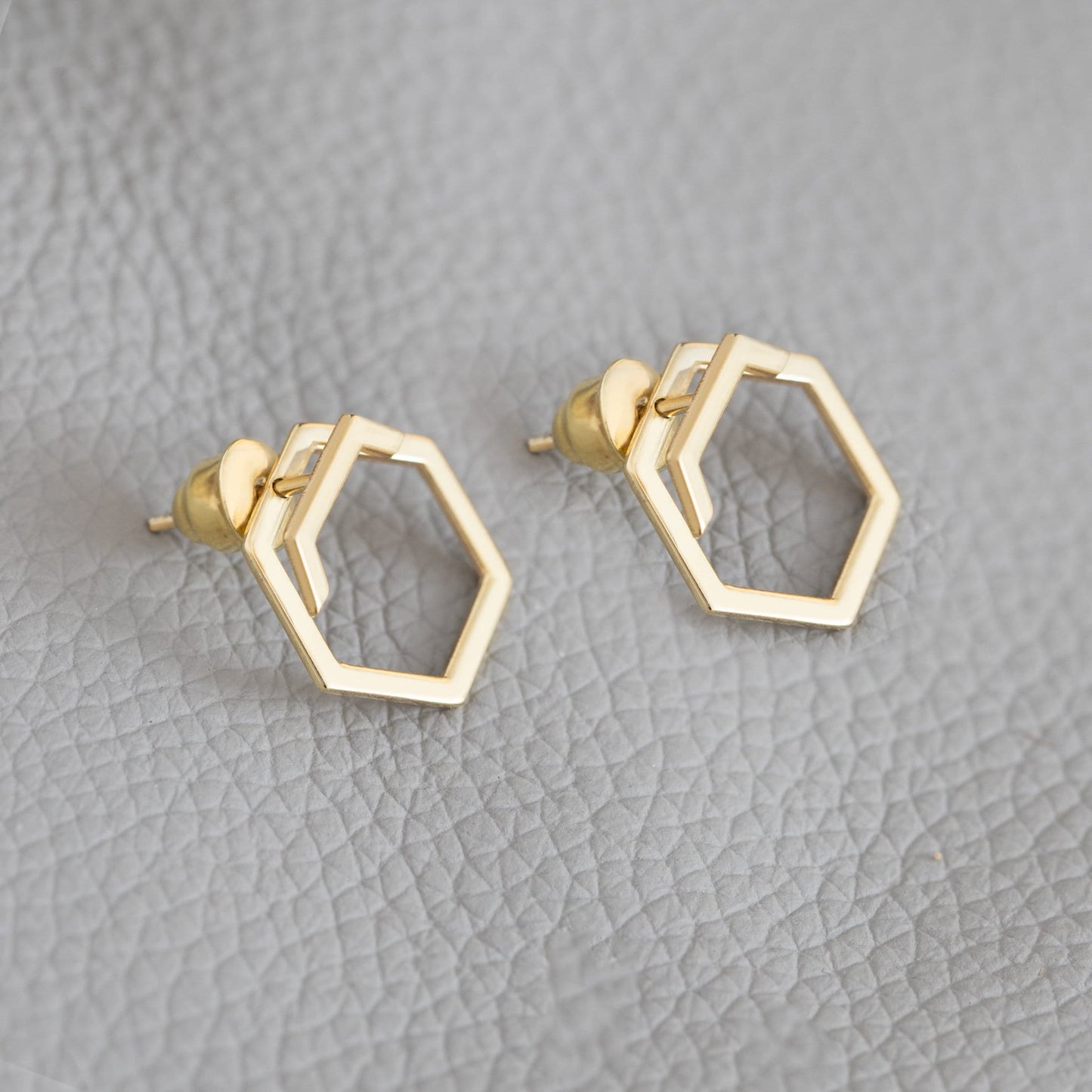 925 Sterling Silver Hexagon Ear Jacket Earrings