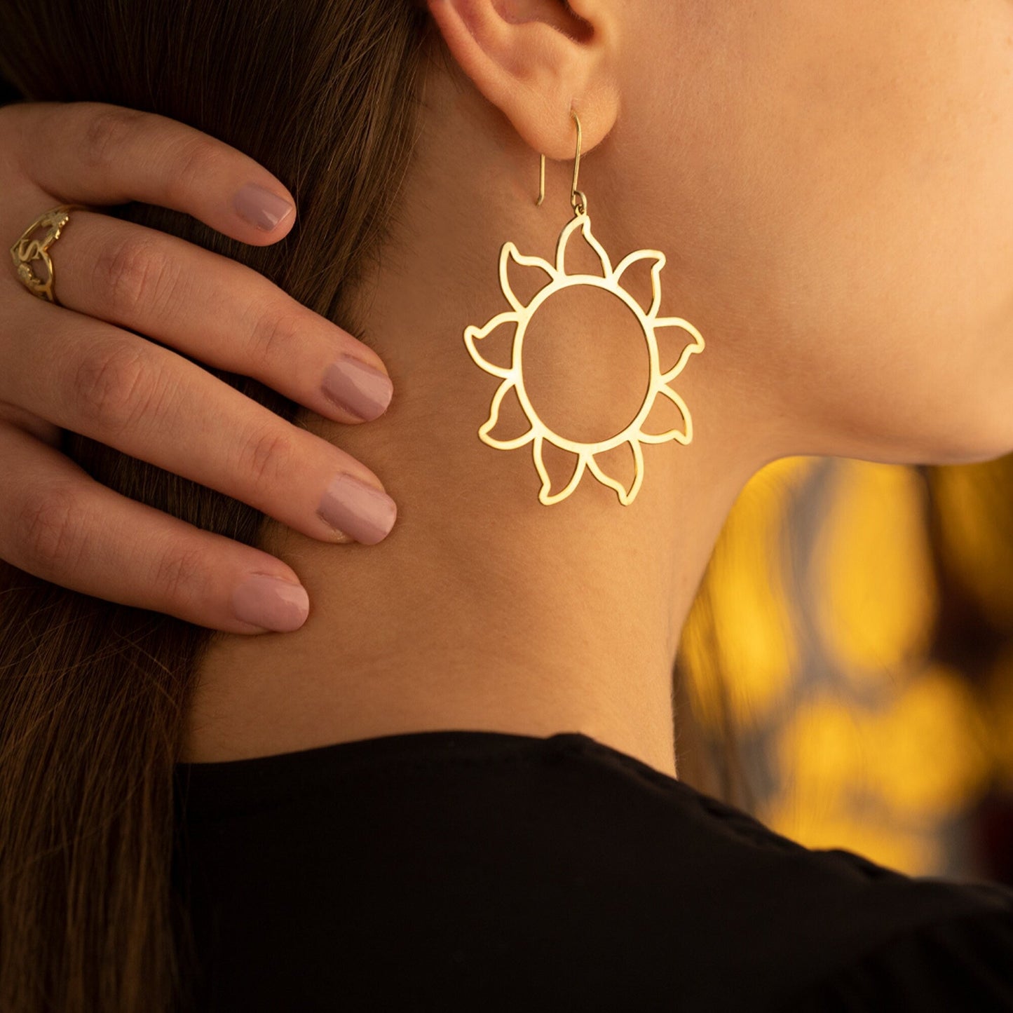 925 Sterling Silver Hoop Sun Earring