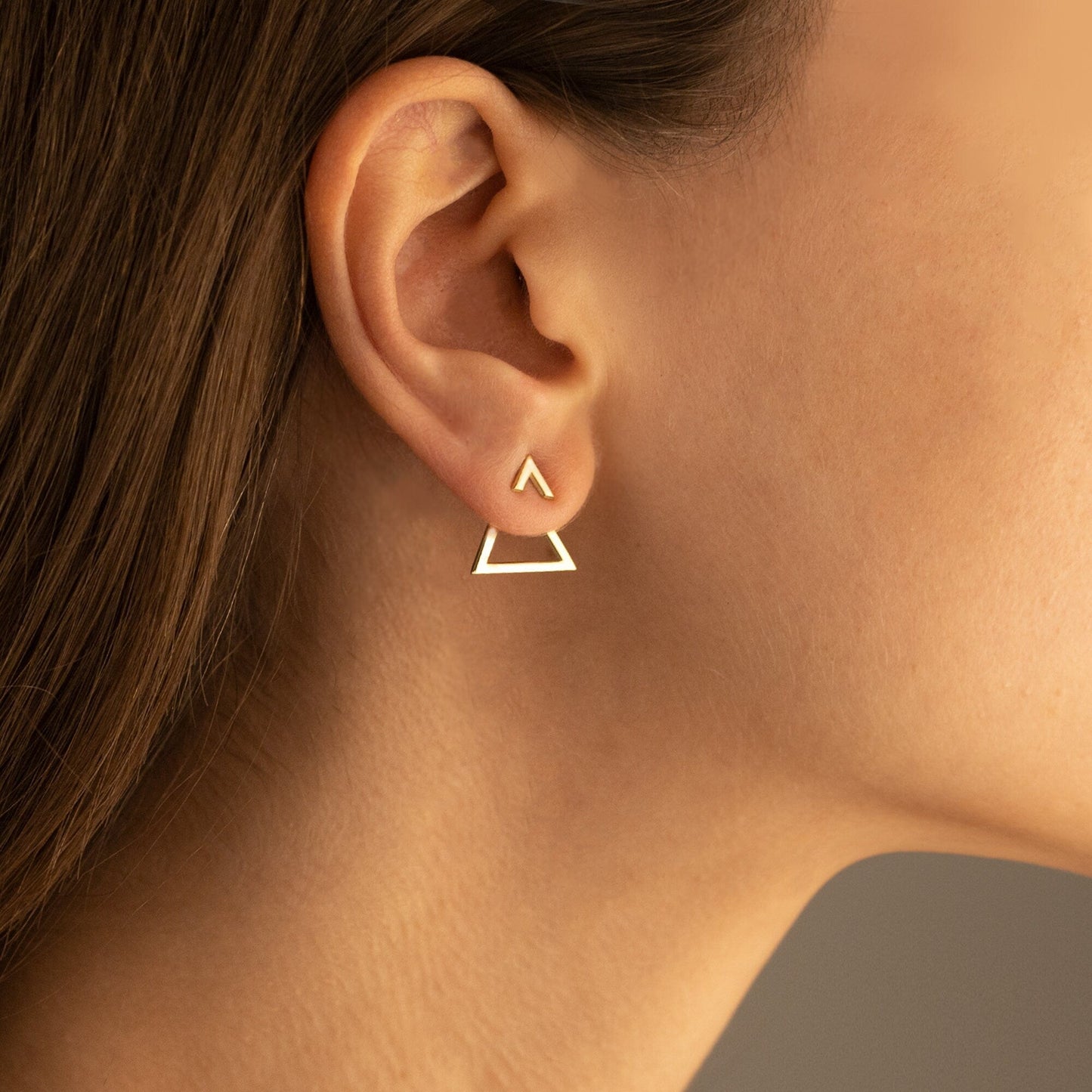 925 Sterling Silver Triangle Ear Jacket Earrings