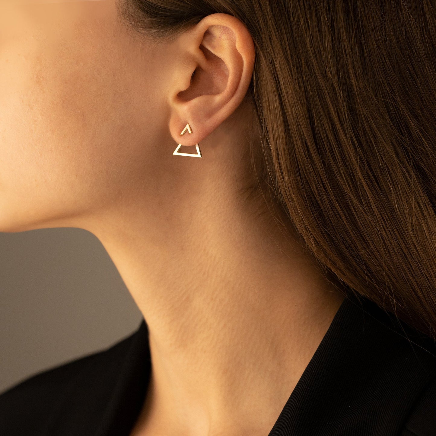 925 Sterling Silver Triangle Ear Jacket Earrings