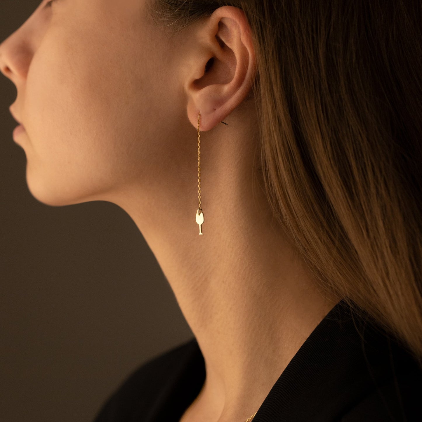 925 Sterling Silver Threader Glass and Wine Earrings