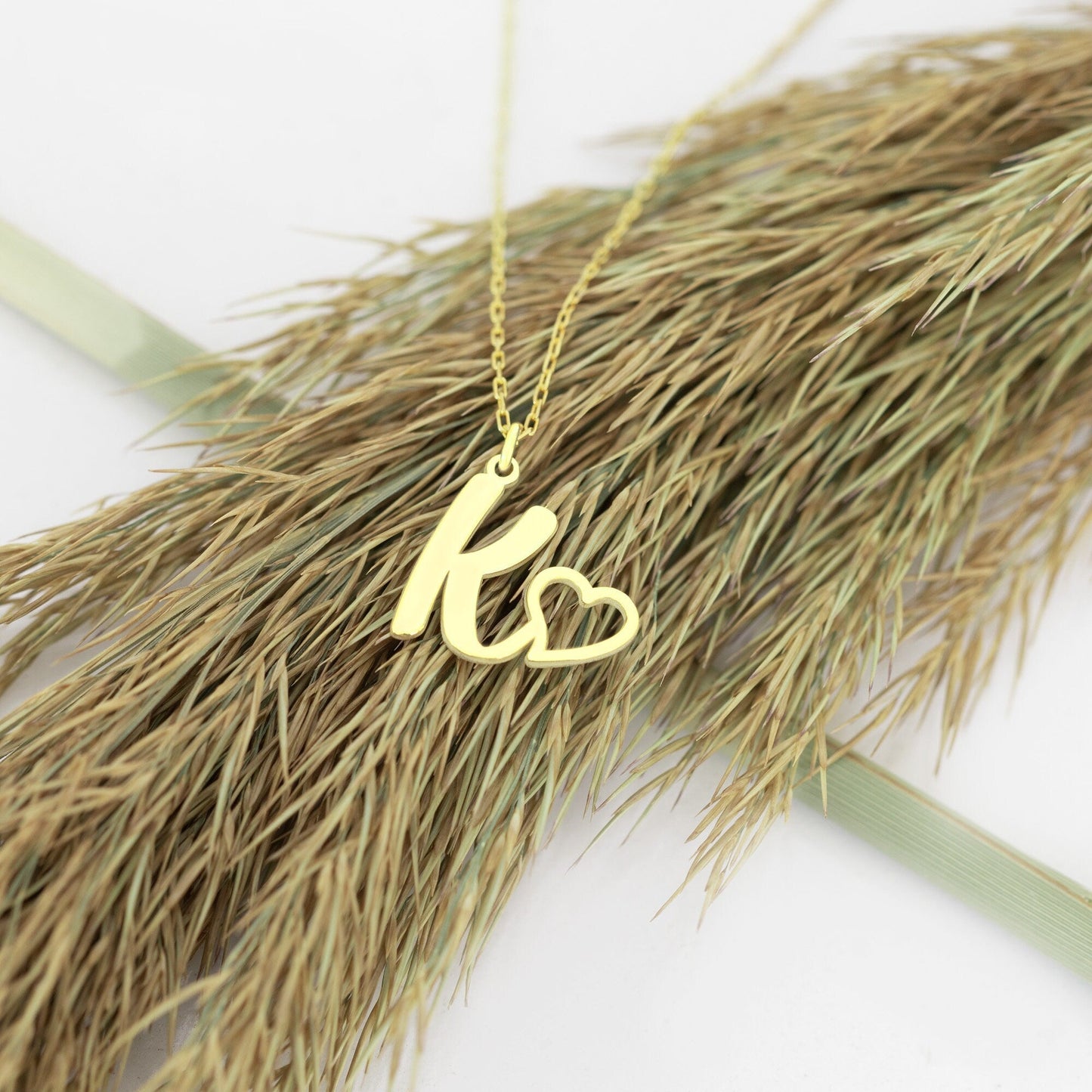 925 Sterling Silver Initial Necklace With Heart