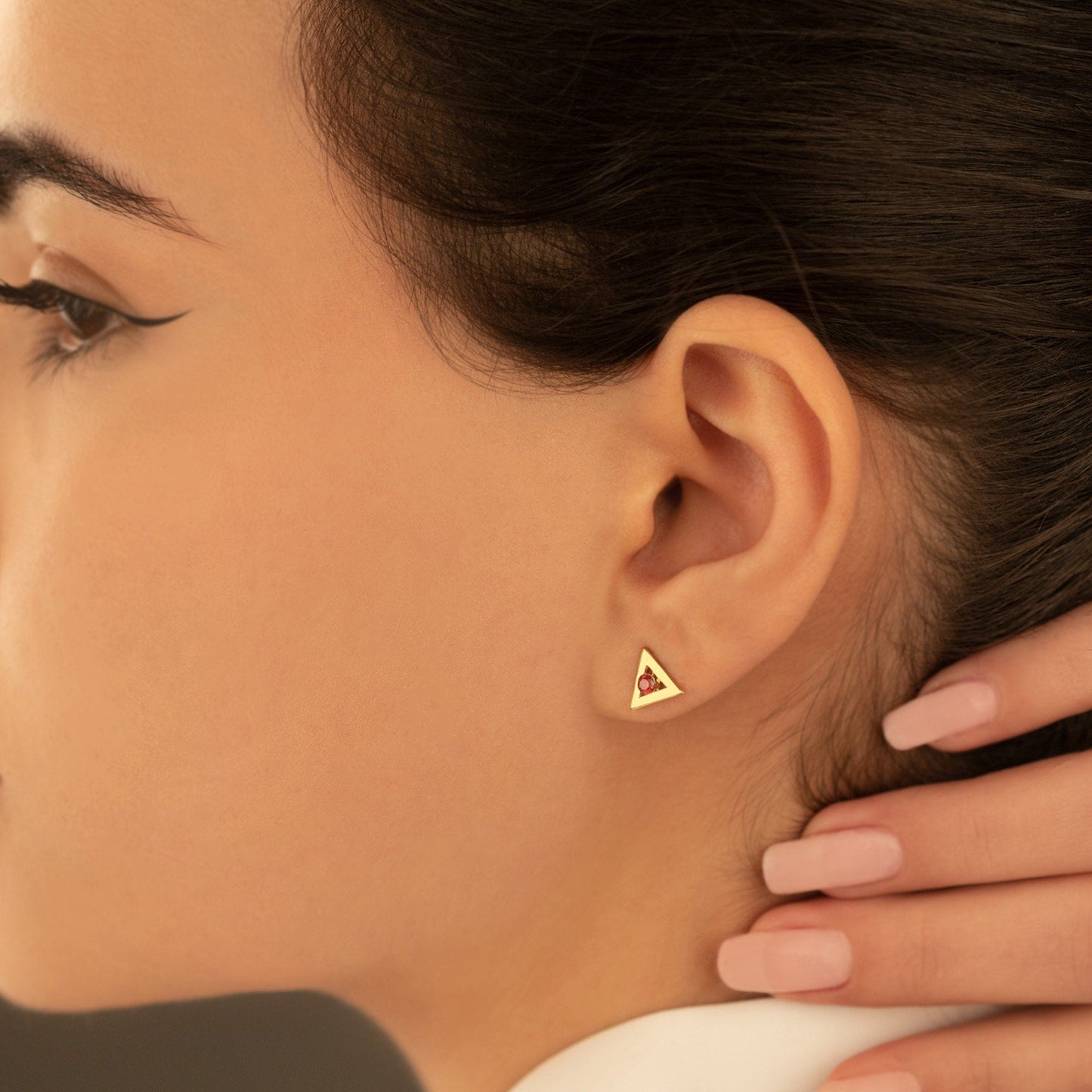 925 Sterling Silver Triangle Ear Jacket Birthstone Earrings