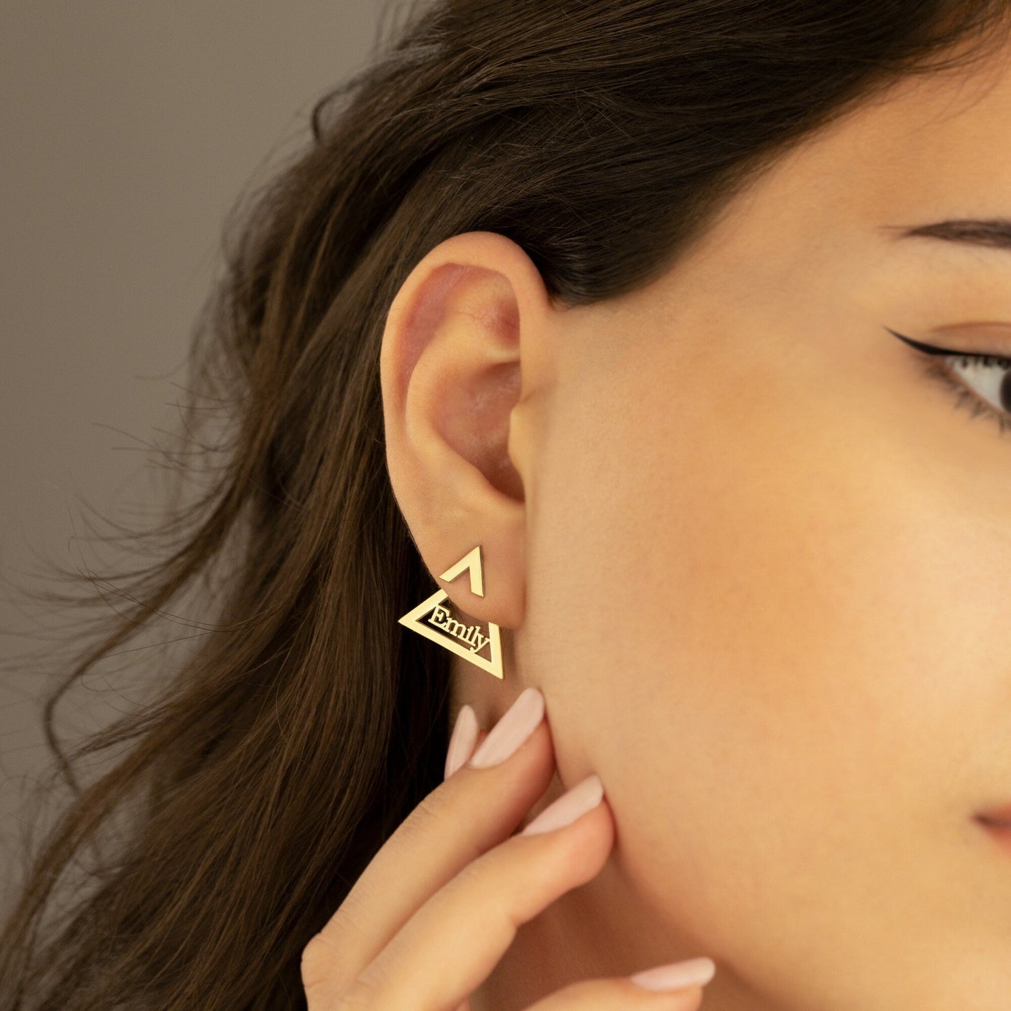 925 Sterling Silver Triangle Ear Jacket Named Earrings