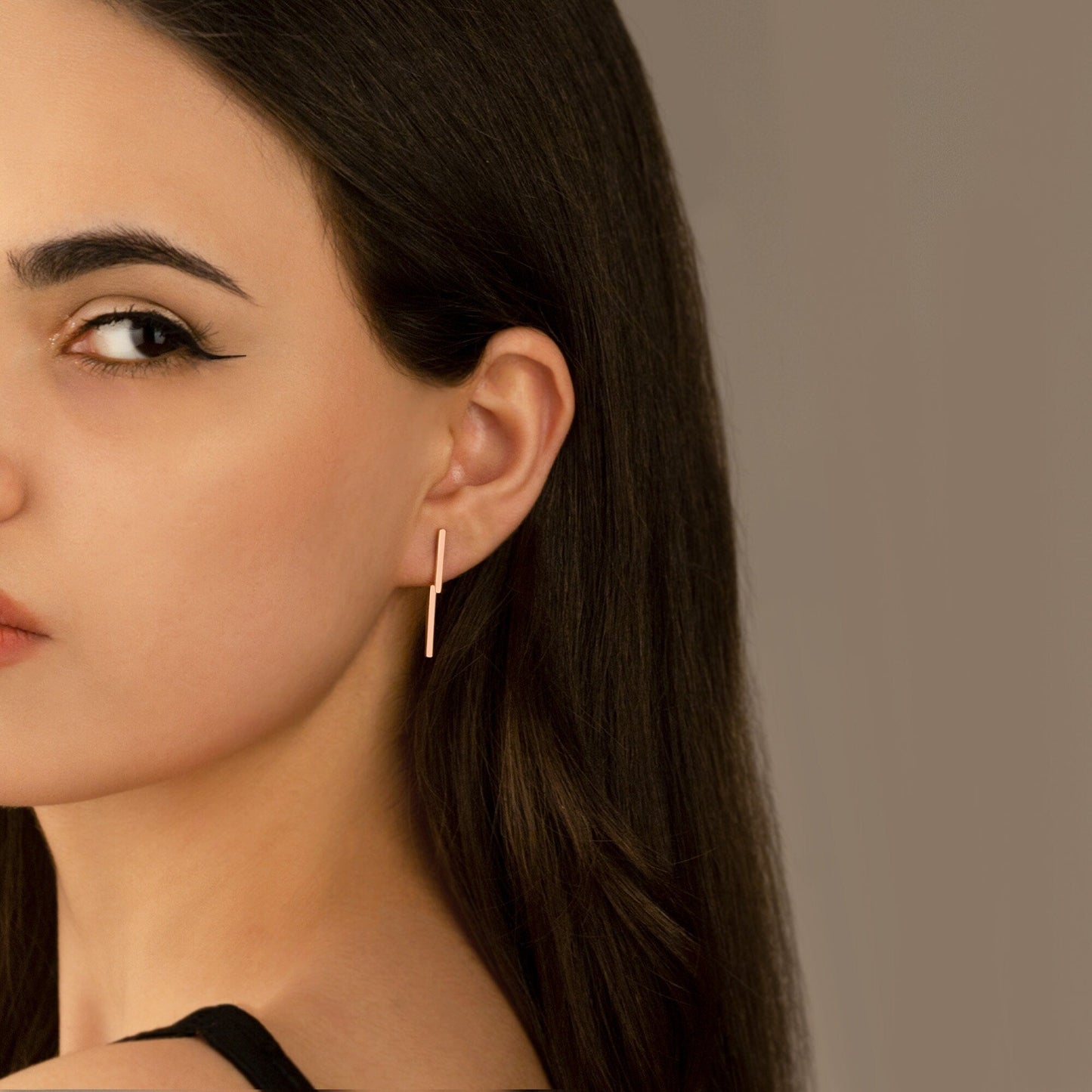 925 Sterling Silver Double Bar Ear Jacket Earrings