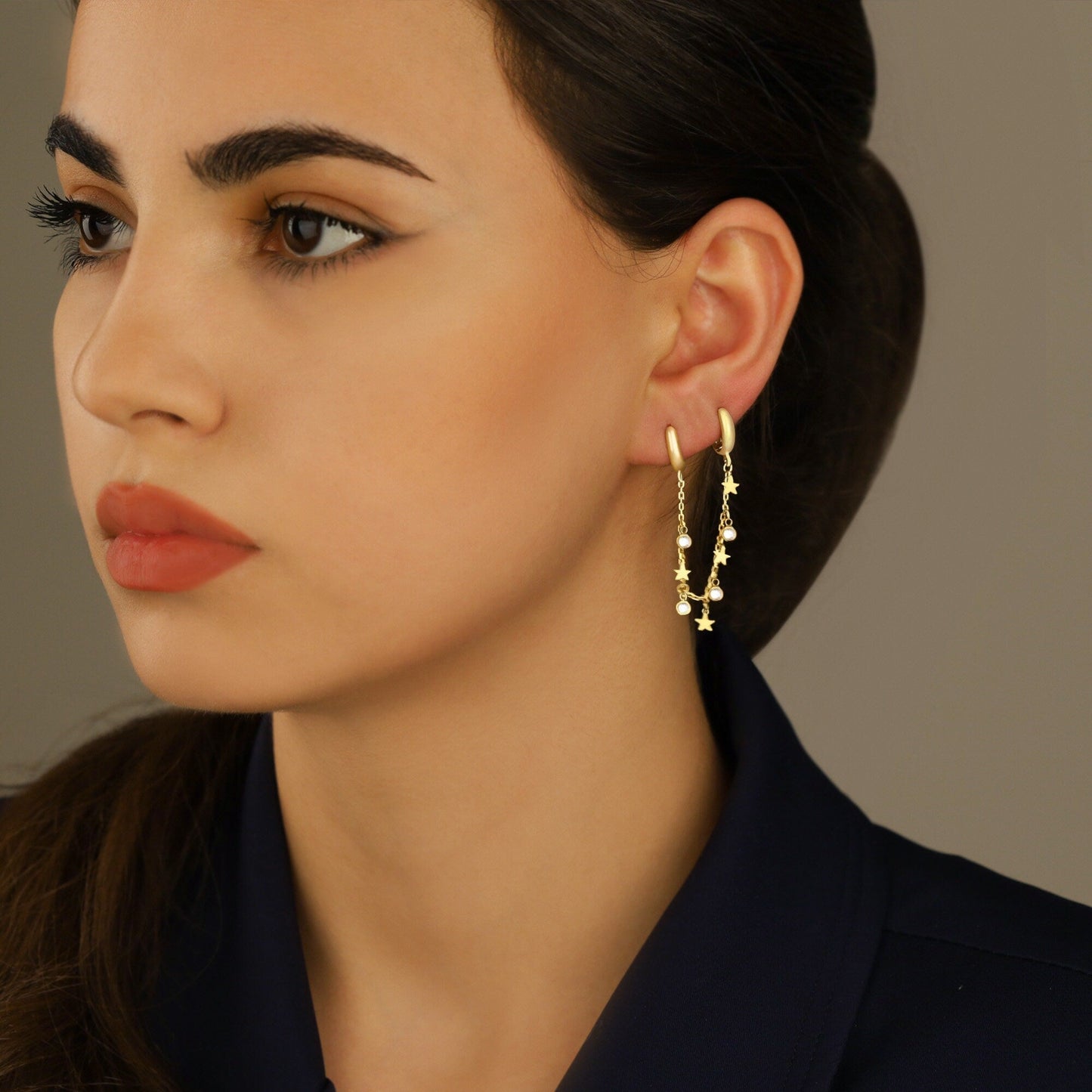 925 Sterling Silver Threader Double Hole Hoop Earrings