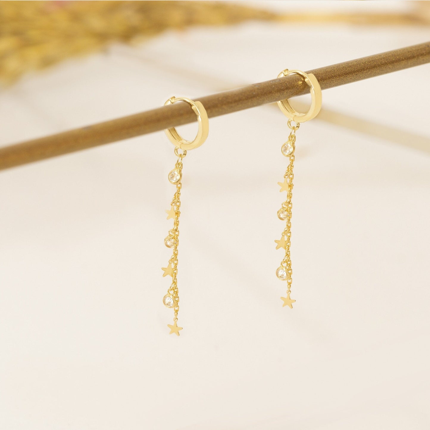 925 Sterling Silver Threader Star Hoop Earrings