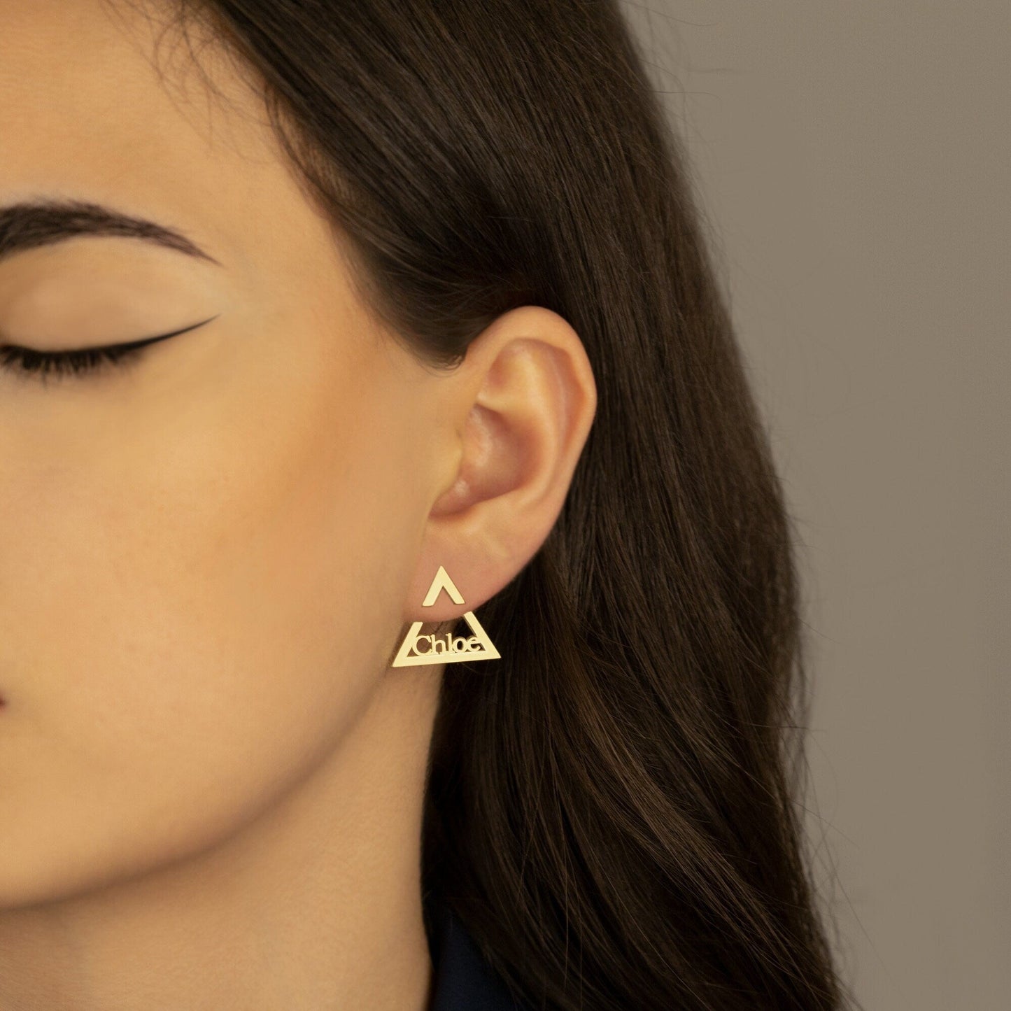 925 Sterling Silver Triangle Ear Jacket Named Earrings
