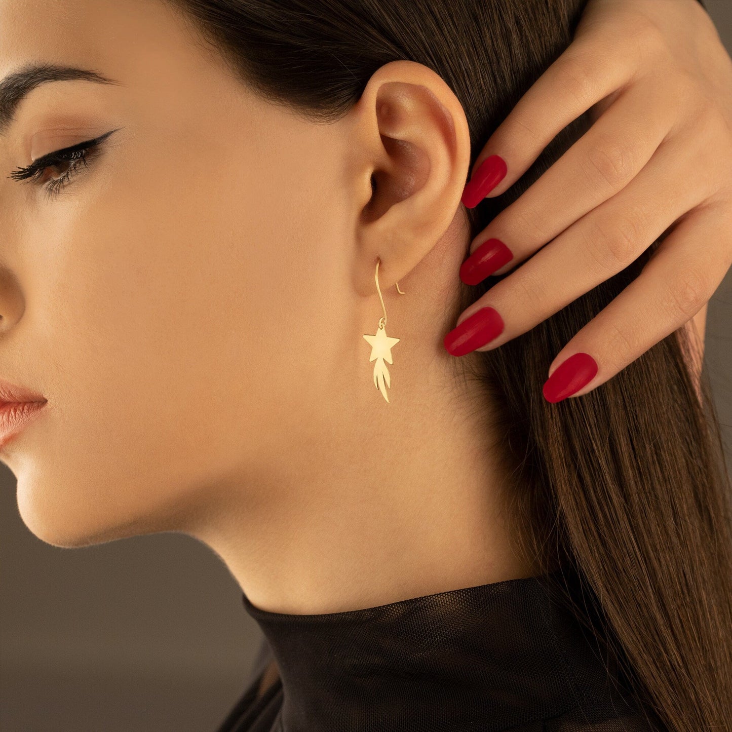 925 Sterling Silver Star Dangle Earrings