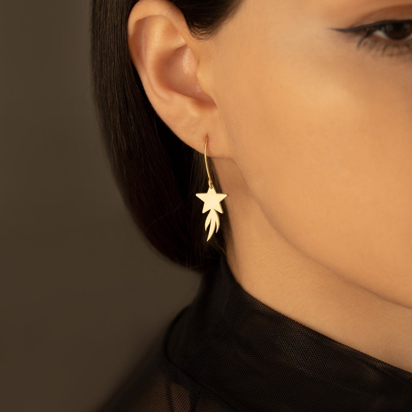 925 Sterling Silver Star Dangle Earrings