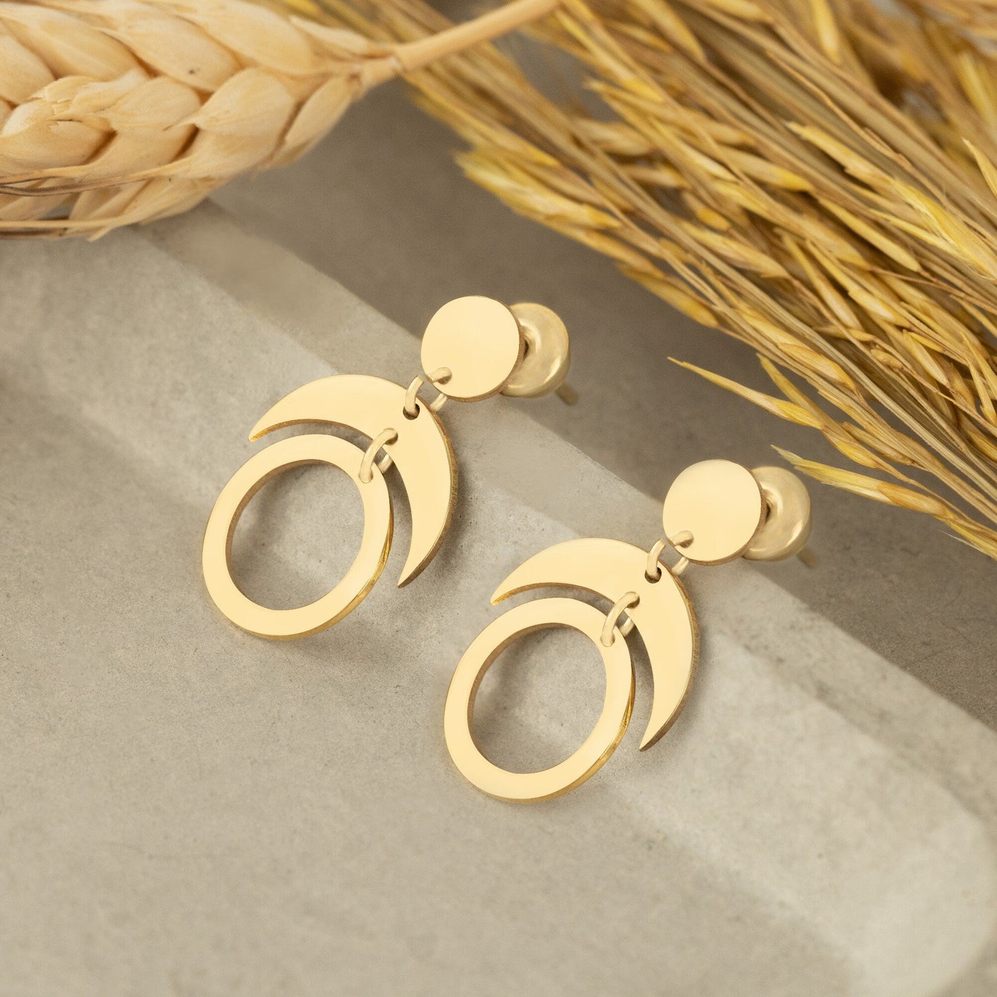 925 Sterling Silver Moon Phase Dangle Earrings