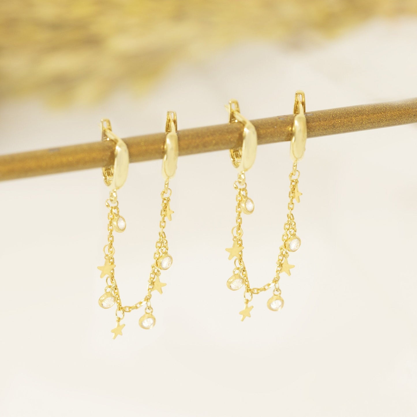 925 Sterling Silver Threader Double Hole Hoop Earrings