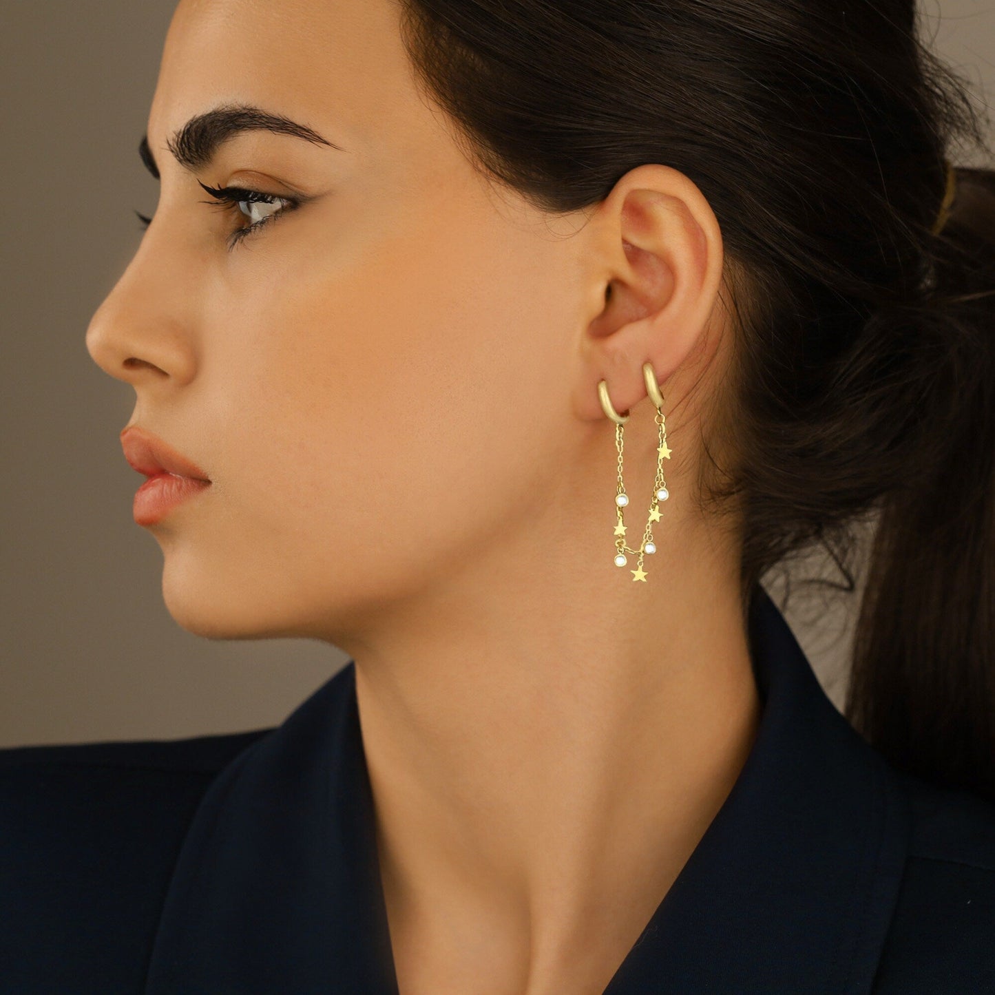 925 Sterling Silver Threader Double Hole Hoop Earrings
