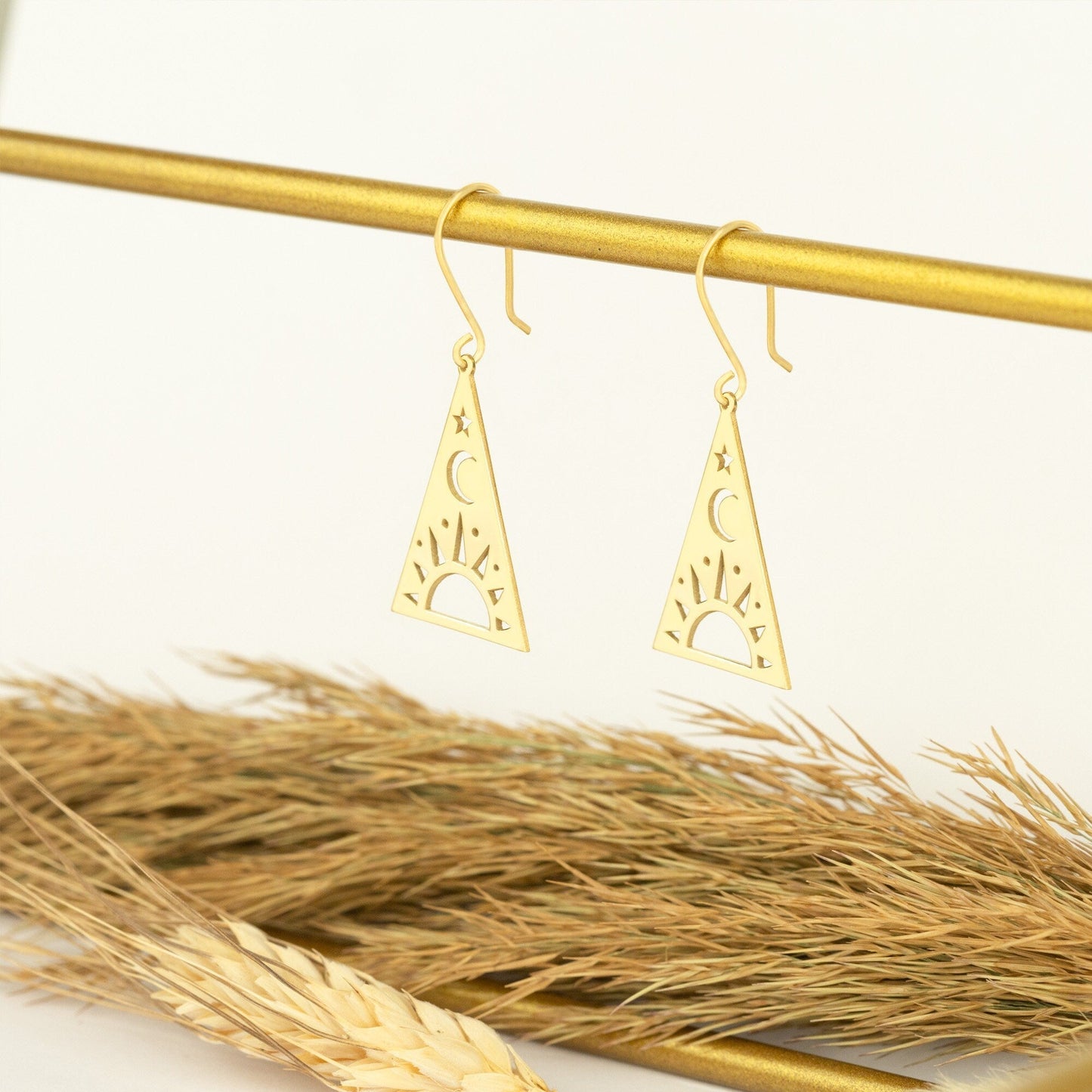 925 Sterling Silver Triangle Celestial Earrings