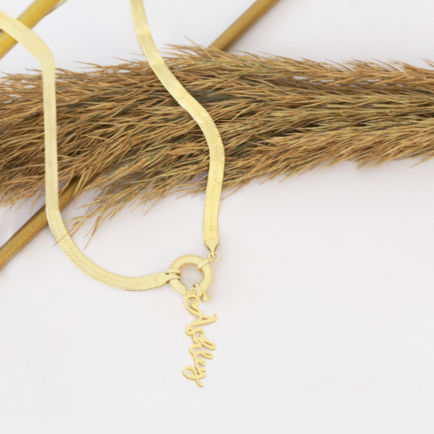 925 Sterling Silver Snake Layered Chain With Initial or Name