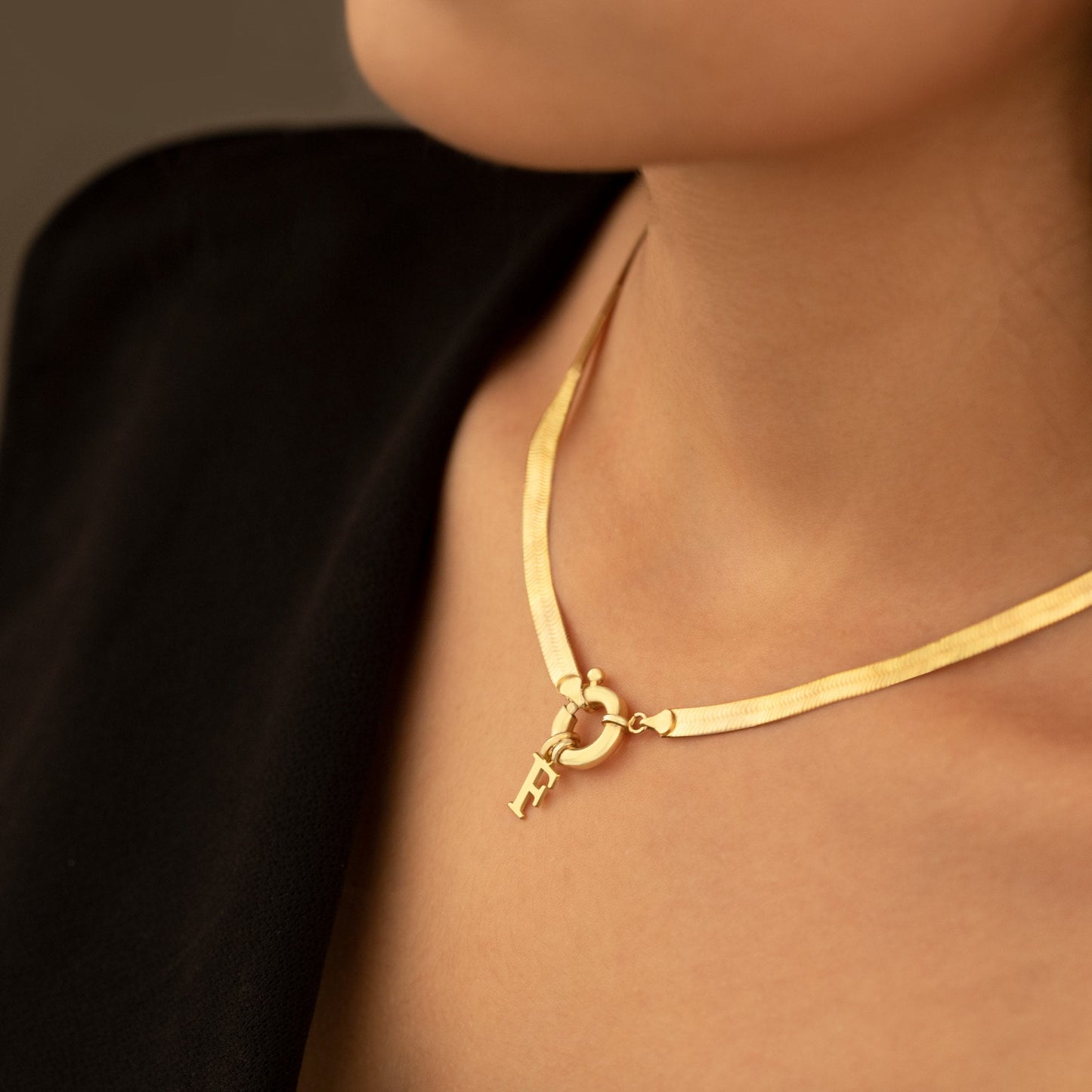 925 Sterling Silver Snake Layered Chain With Initial or Name