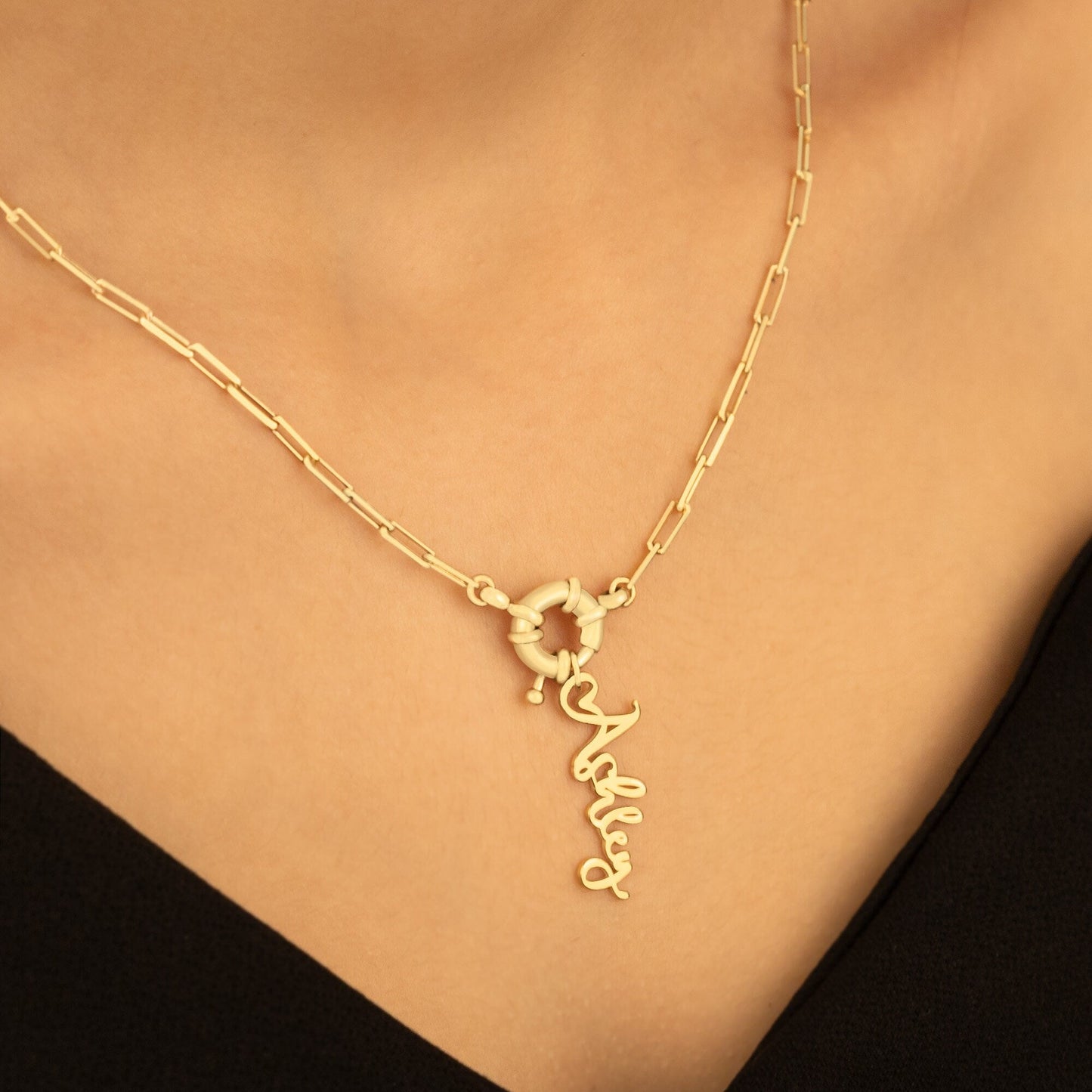 925 Sterling Silver Paperclip Chain Necklace With Initial or Name