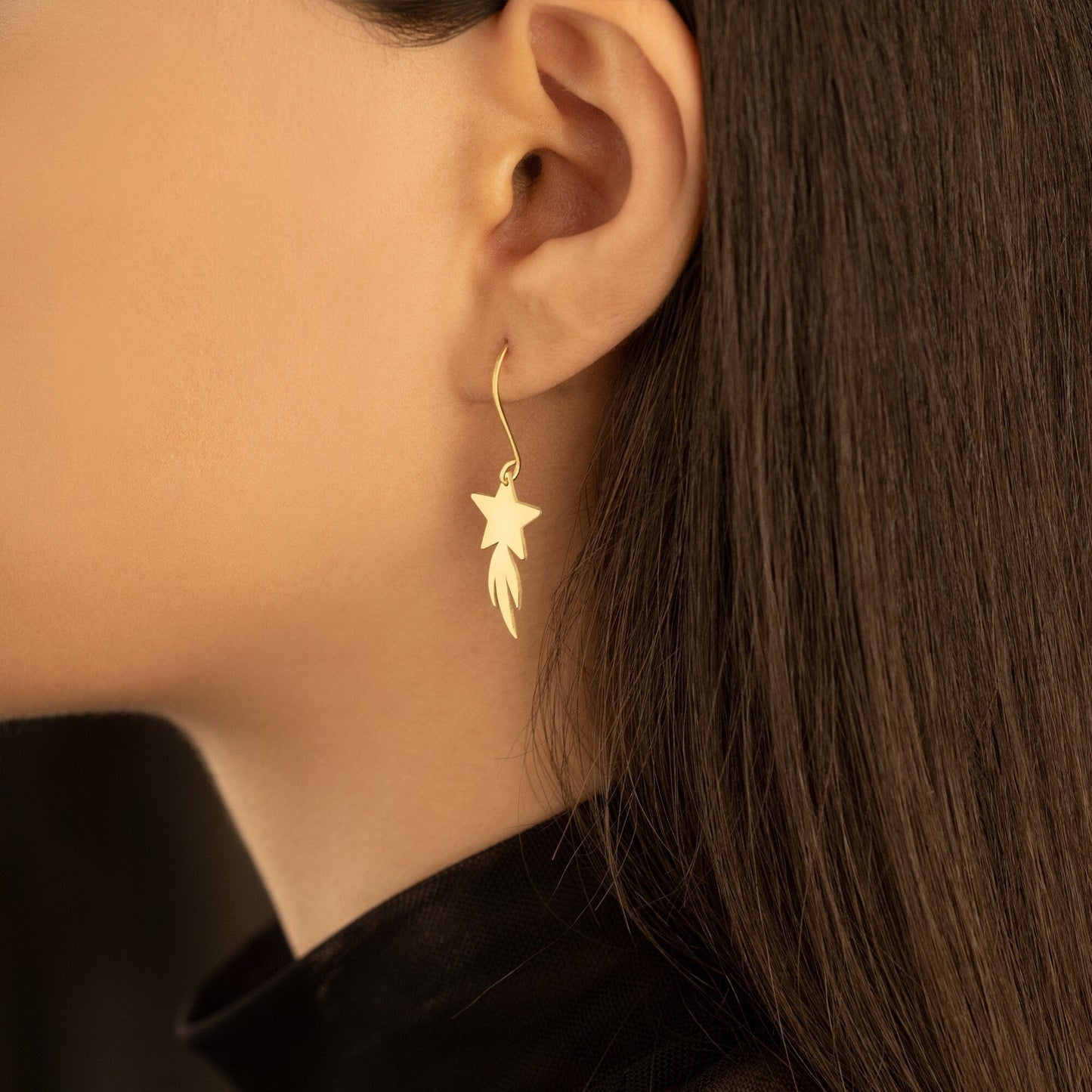 925 Sterling Silver Star Dangle Earrings