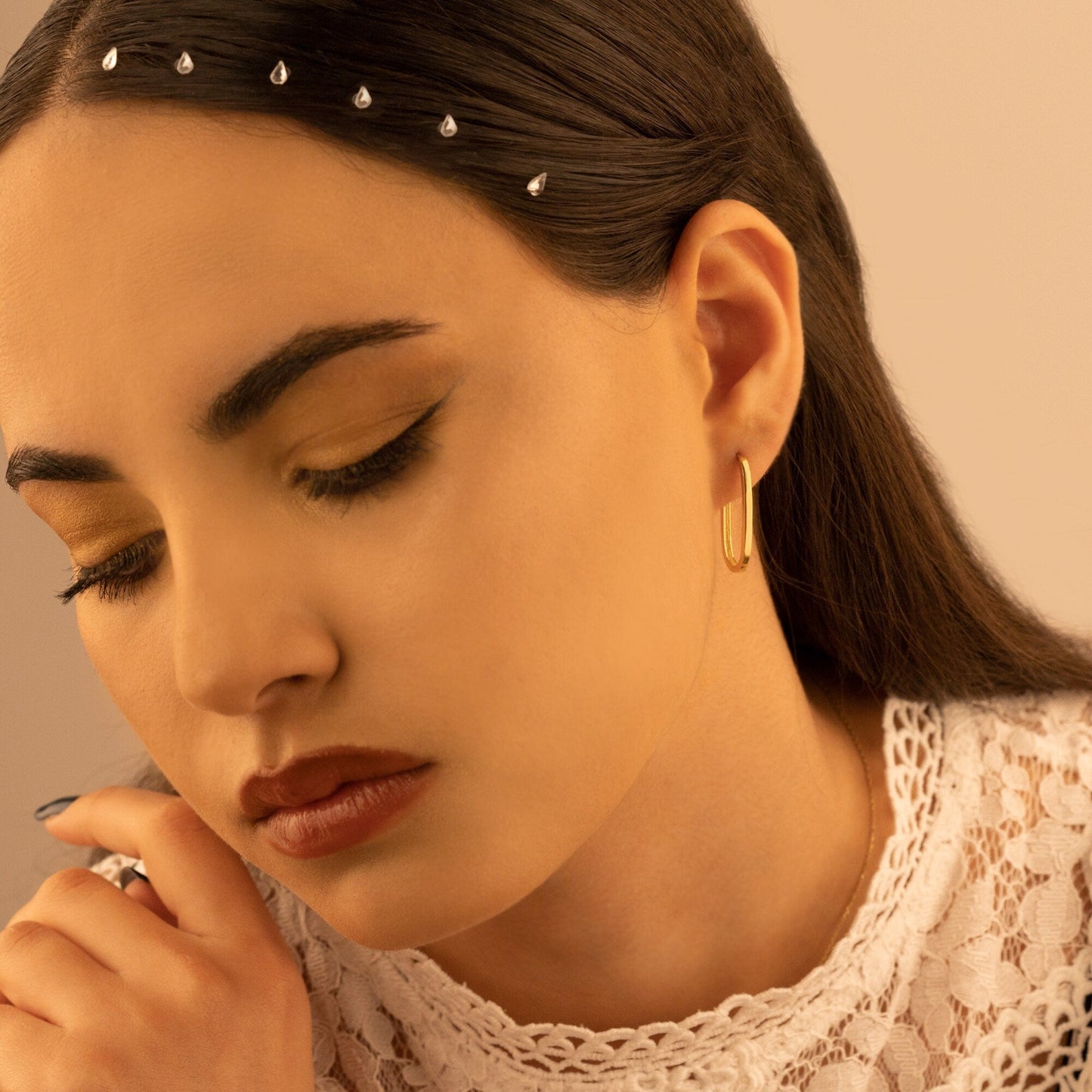 925 Sterling Silver Unique Rectangular Hoop Earrings