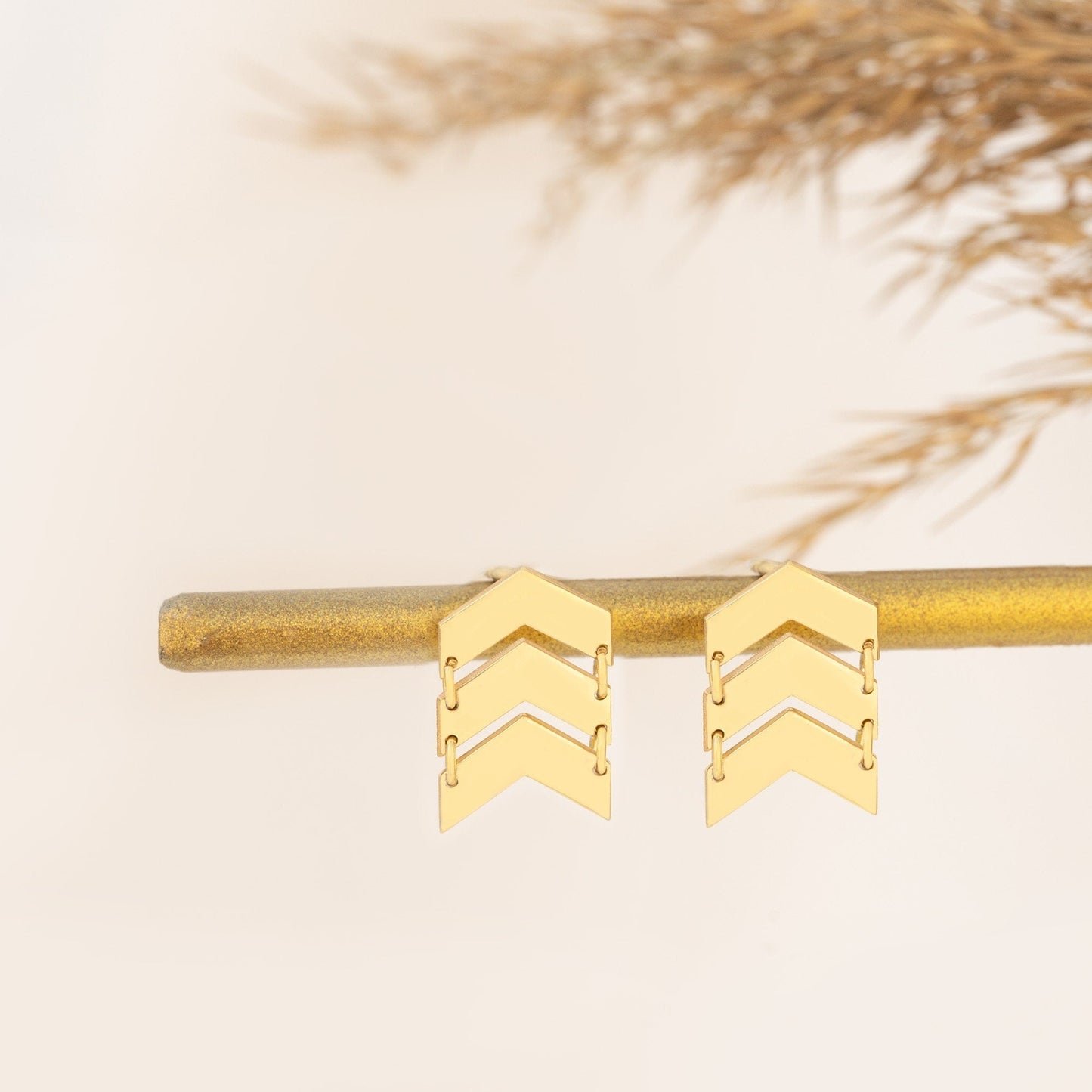 925 Sterling Silver Three Row Chevron Arrow Earrings