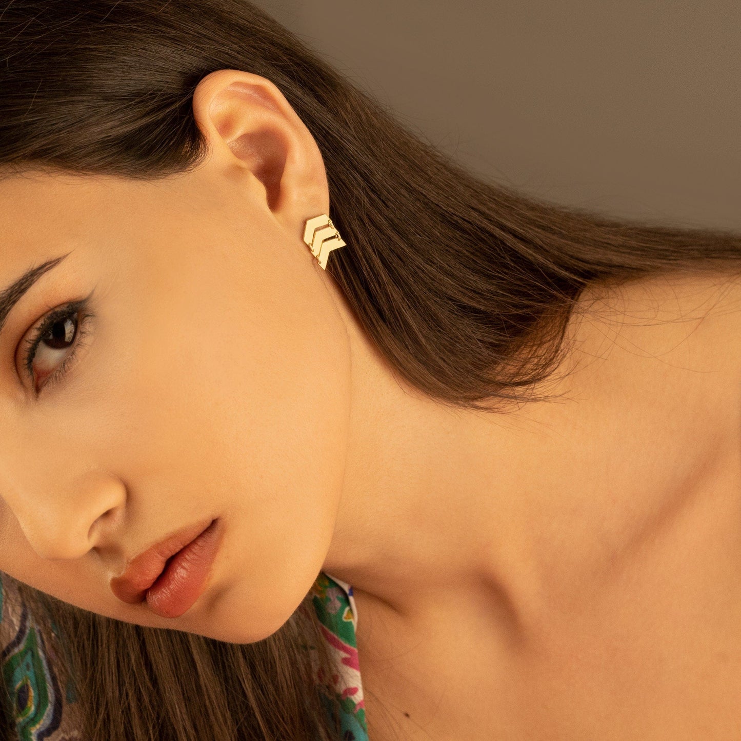 925 Sterling Silver Three Row Chevron Arrow Earrings