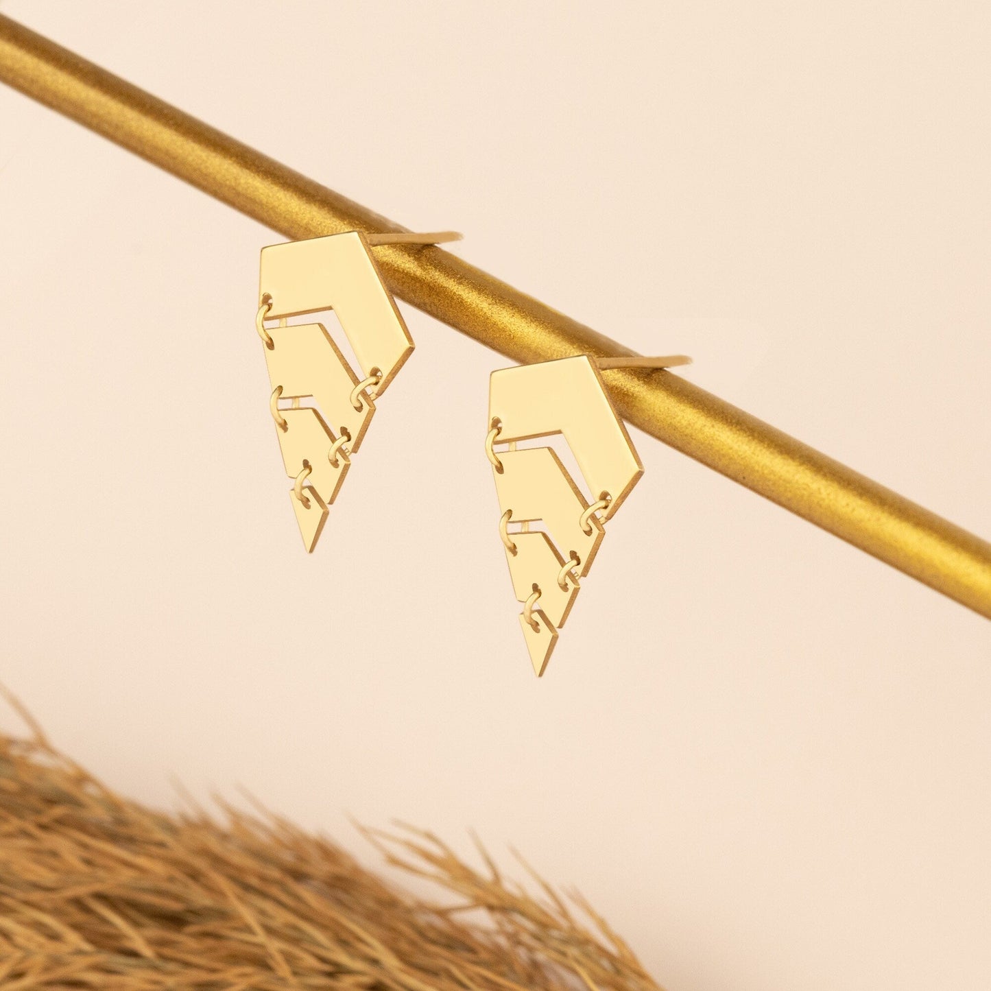 925 Sterling Silver Four Striped Chevron Arrow Earrings
