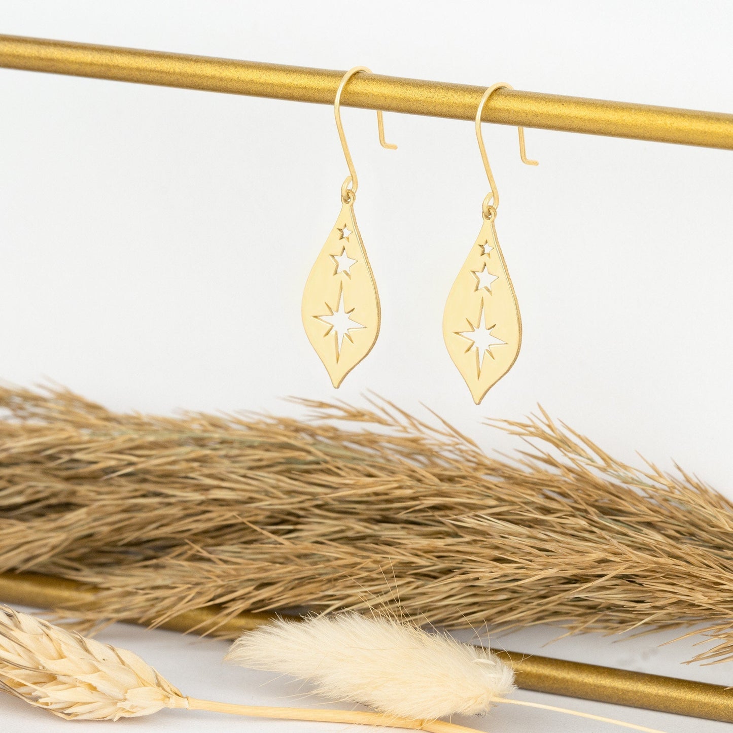 925 Sterling Silver Polar Star Dangle Earrings