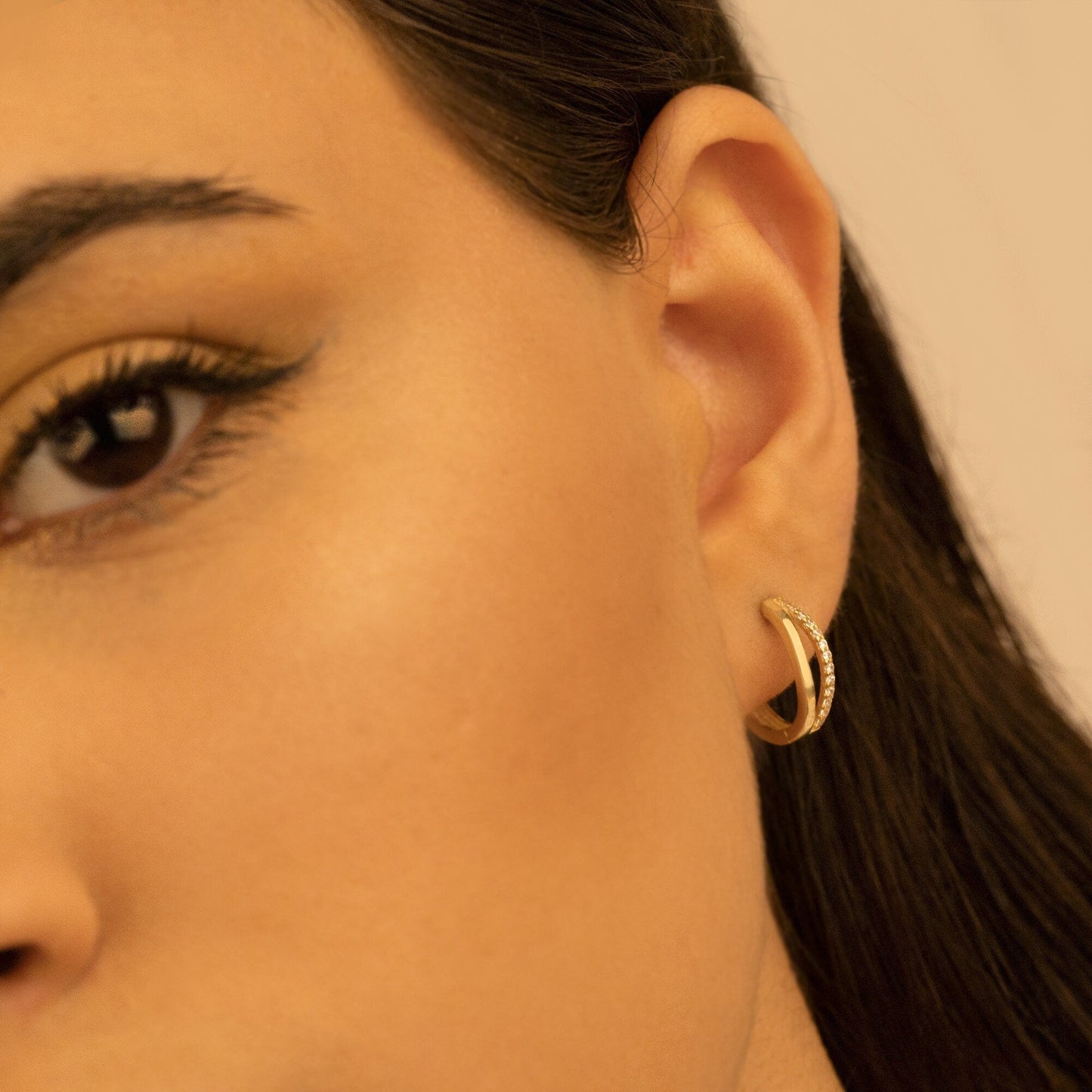 925 Sterling Silver Two Row Split Hoop Earrings