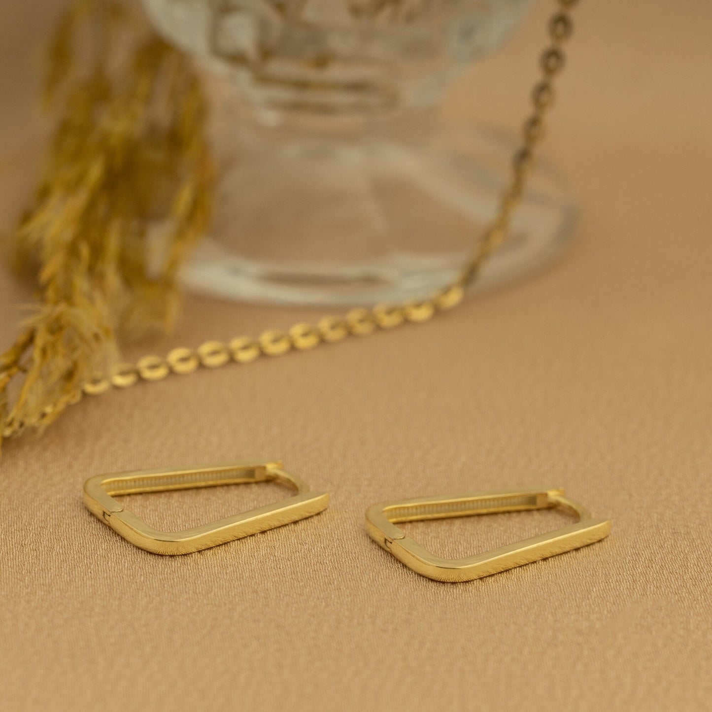 925 Sterling Silver Rectangle Hoop Earrings Huggie