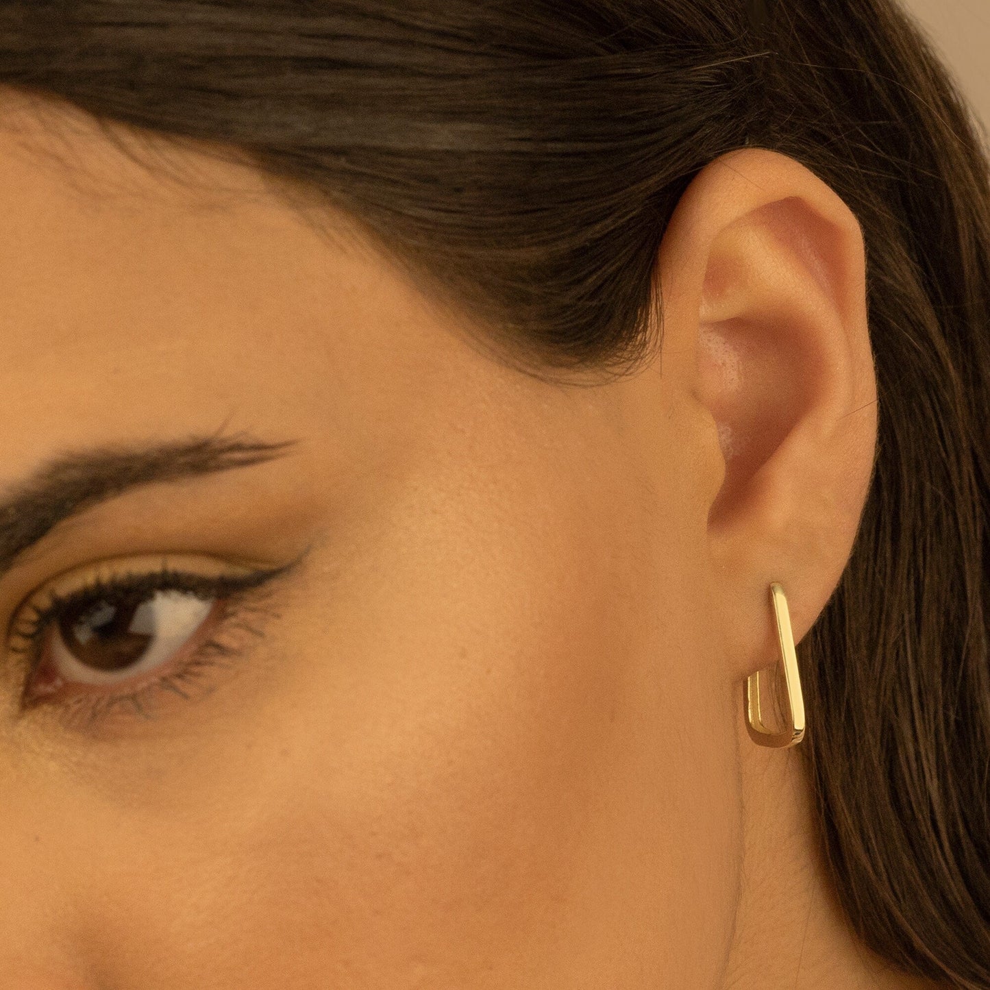 925 Sterling Silver Rectangle Hoop Earrings Huggie