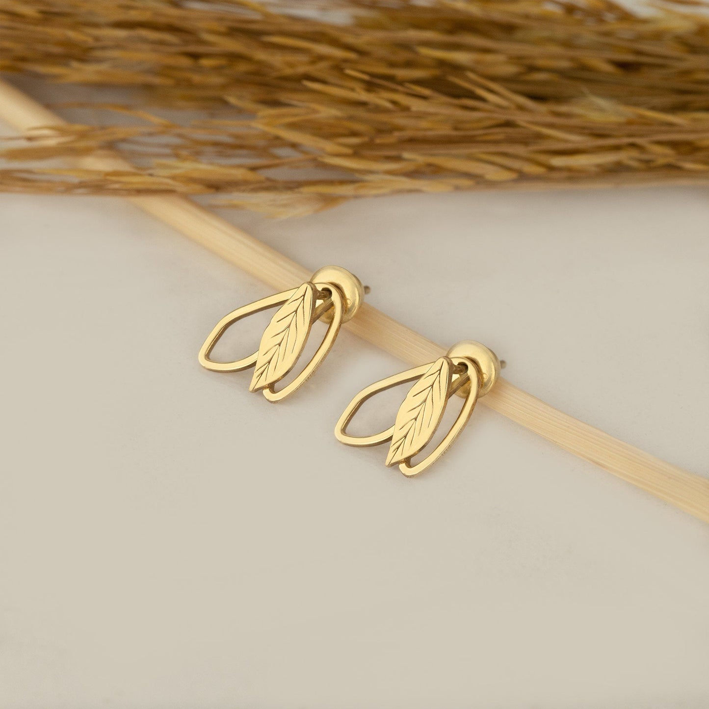 925 Sterling Silver Ear Jacket Double Leaf Earrings