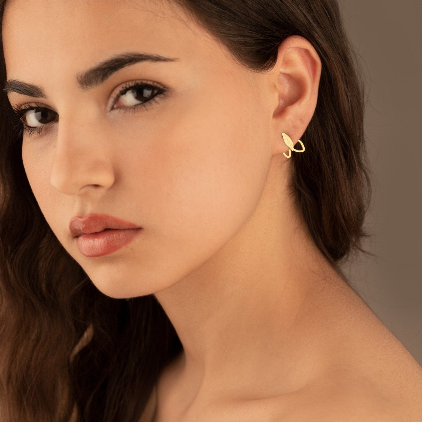 925 Sterling Silver Ear Jacket Double Leaf Earrings
