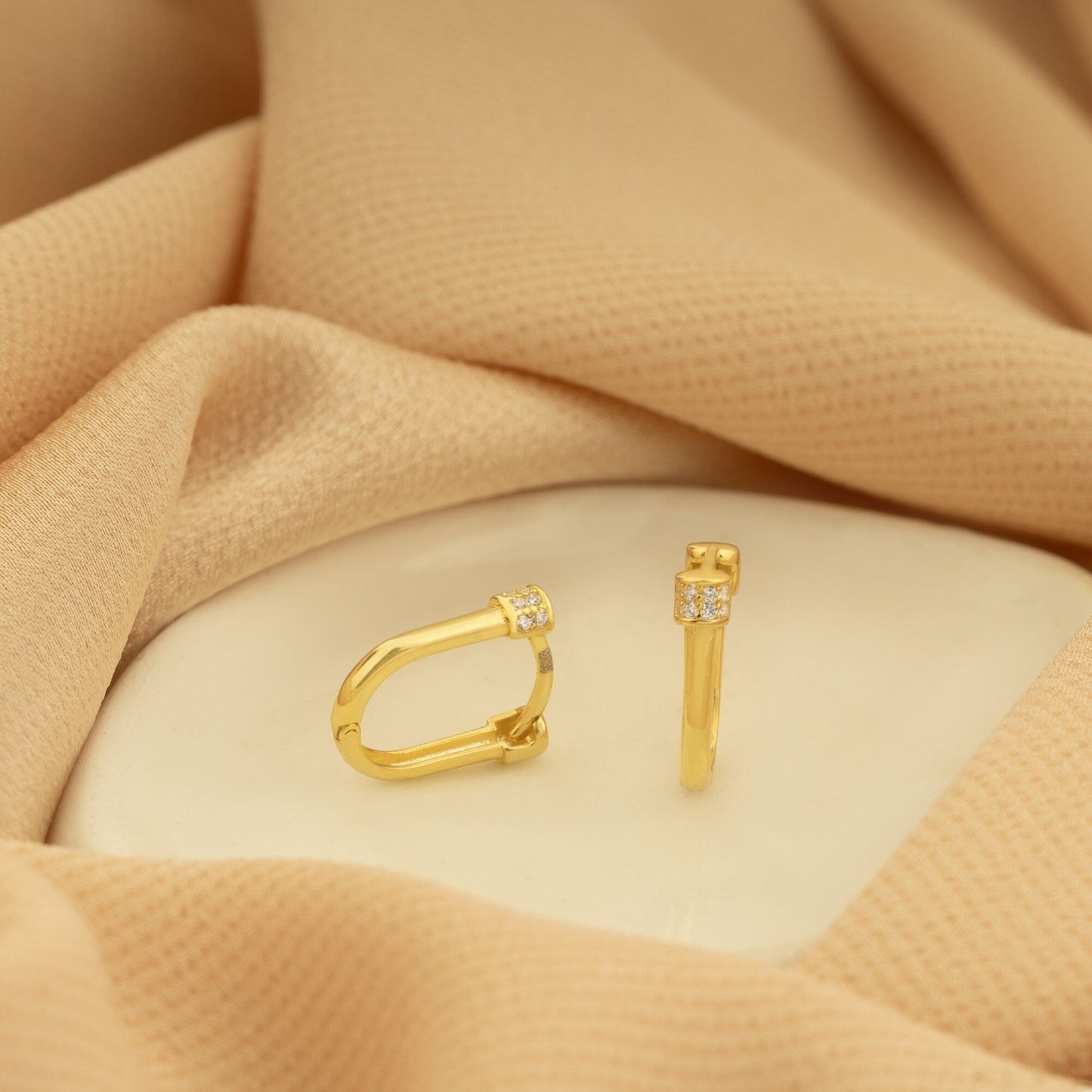 925 Sterling Silver Diamond Hoop Earrings
