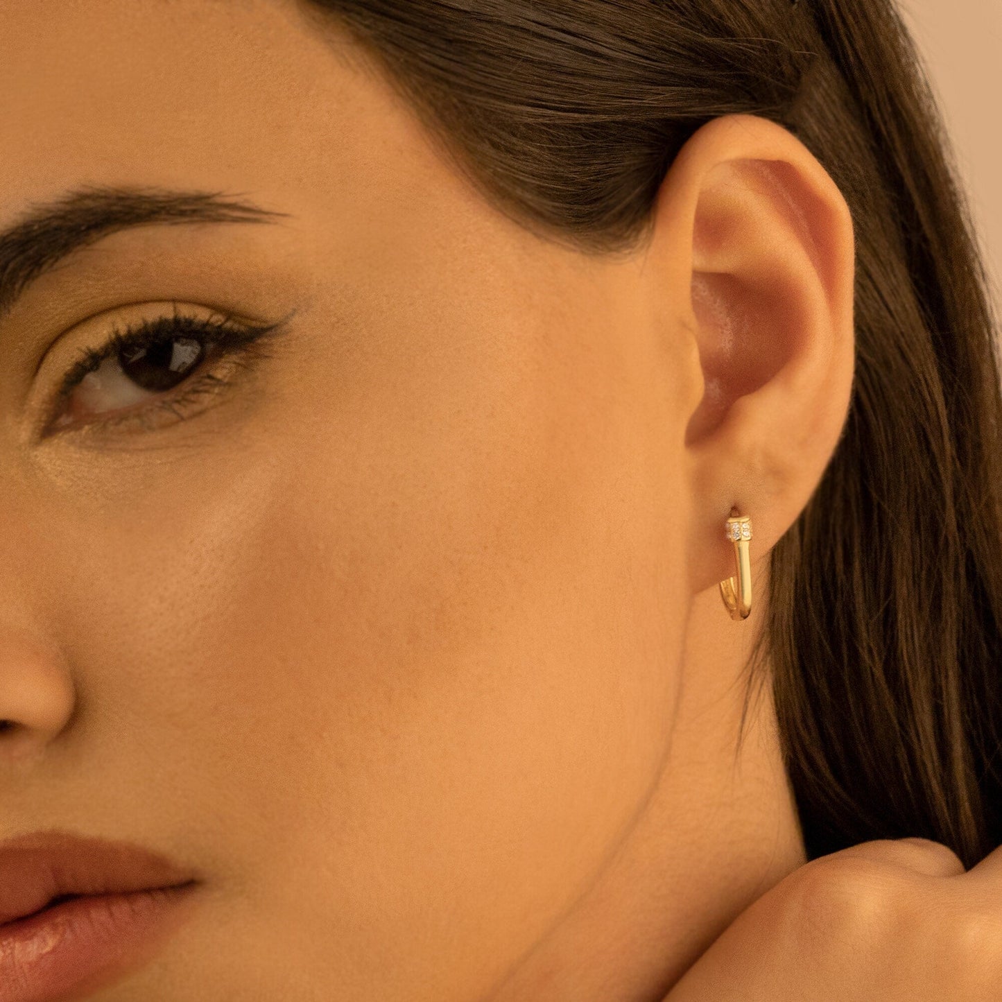 925 Sterling Silver Diamond Hoop Earrings