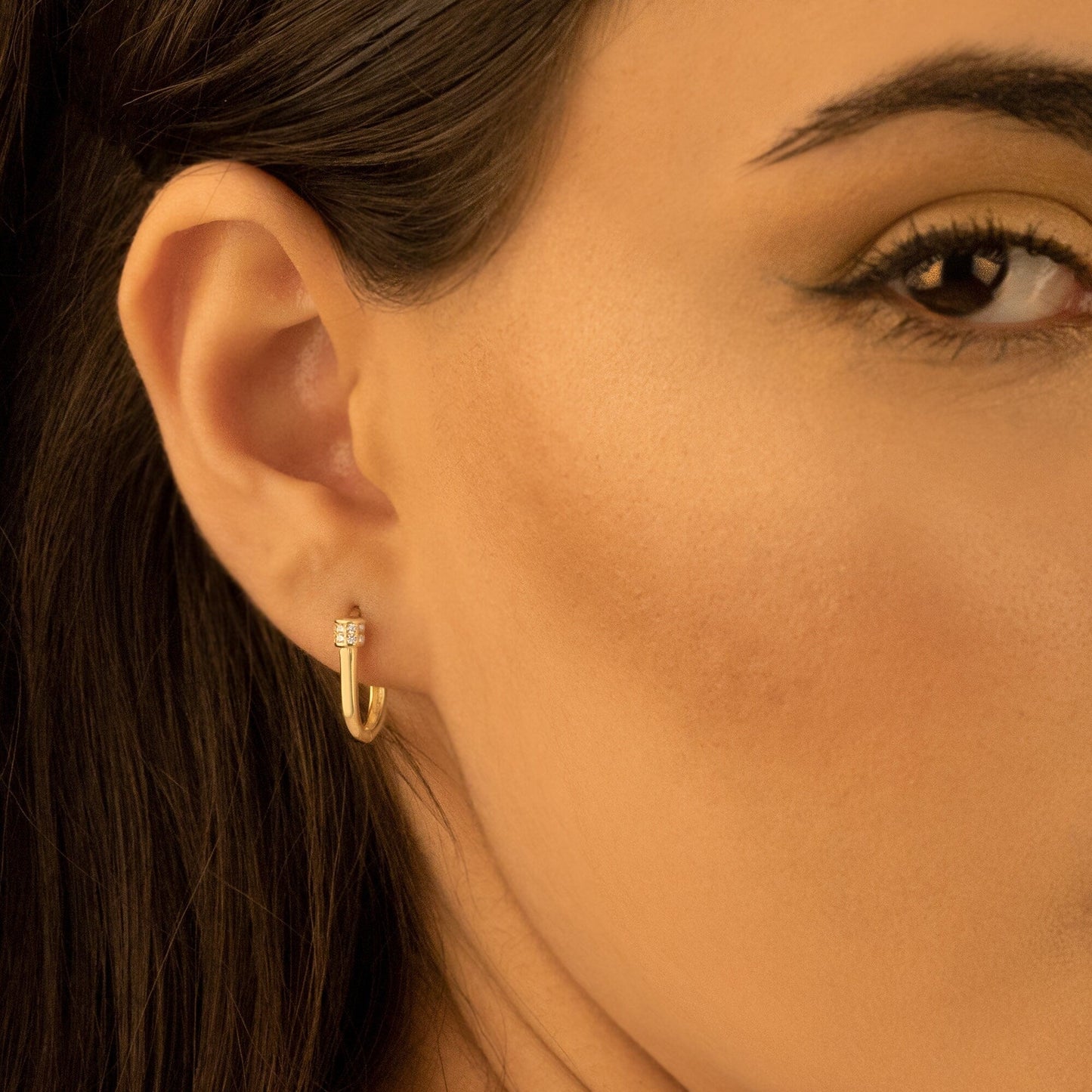 925 Sterling Silver Diamond Hoop Earrings
