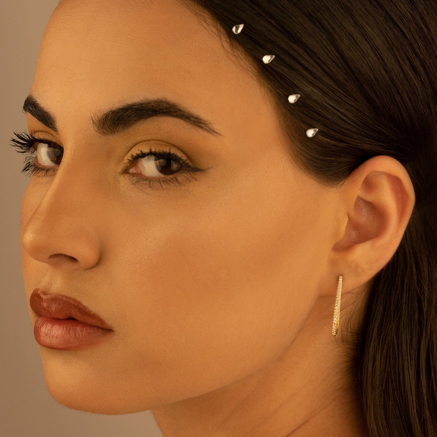 925 Sterling Silver Unique Diamond Rectangle Earrings