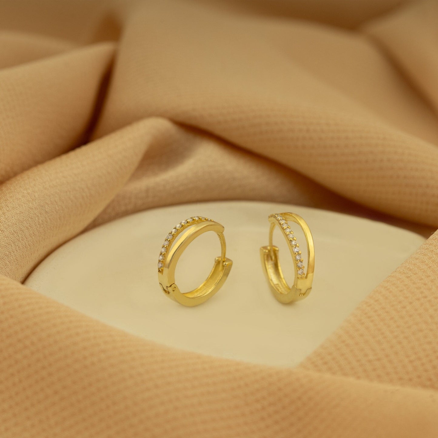 925 Sterling Silver Two Row Split Hoop Earrings