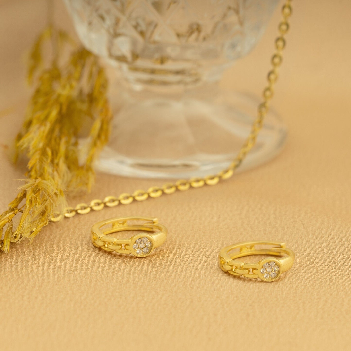 925 Sterling Silver Chain Ring Diamond Ring Earring