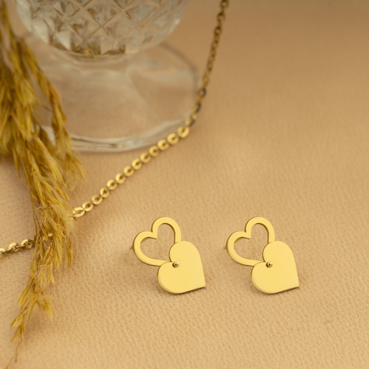 925 Sterling Silver Double Heart Drop Earrings