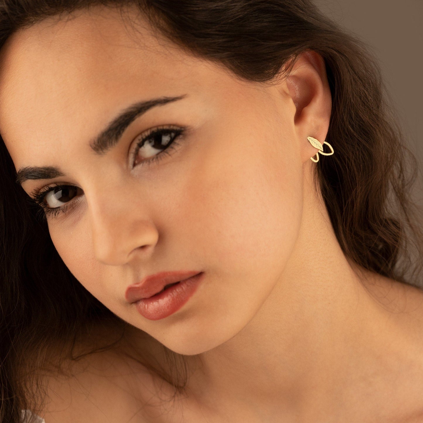 925 Sterling Silver Ear Jacket Double Leaf Earrings