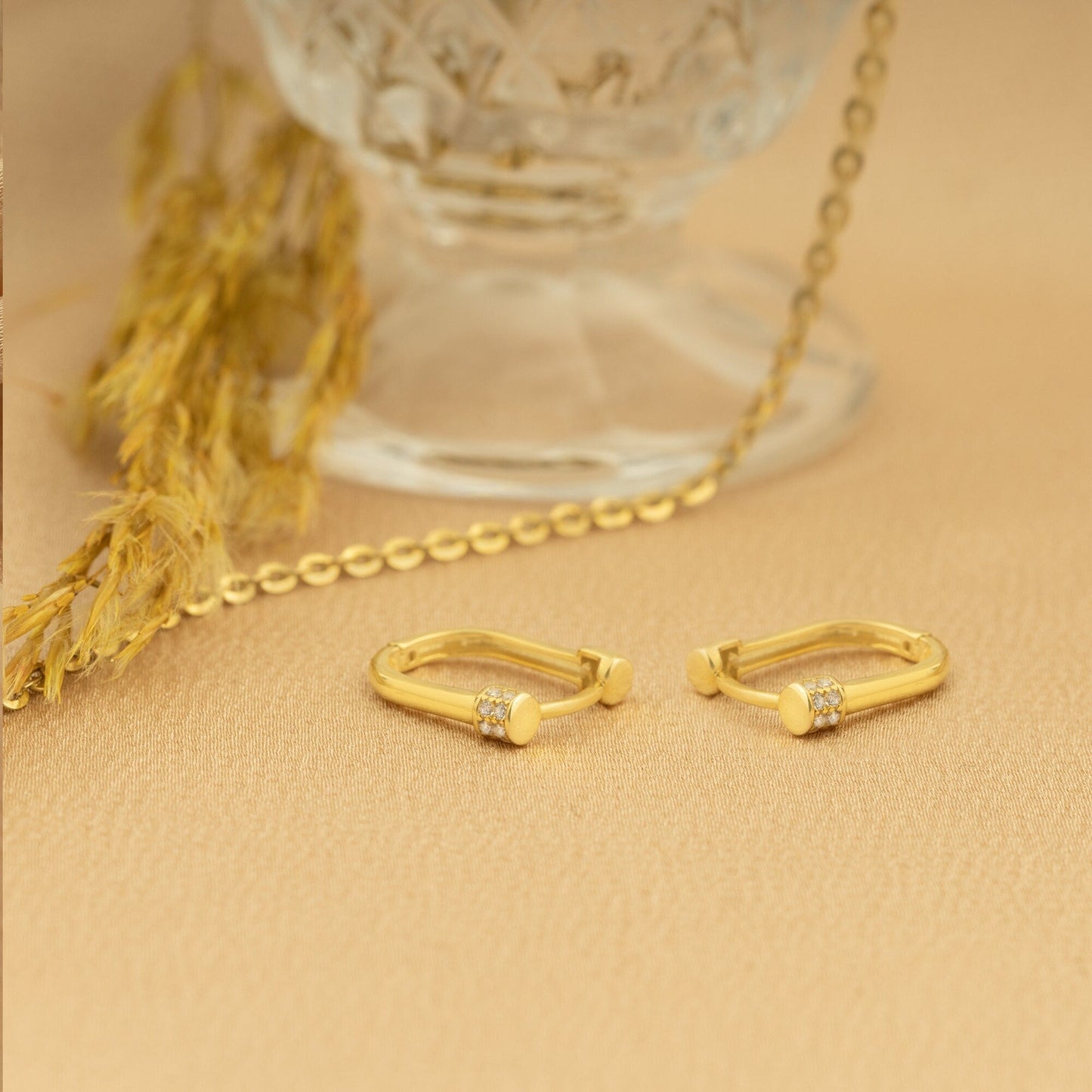 925 Sterling Silver Diamond Hoop Earrings