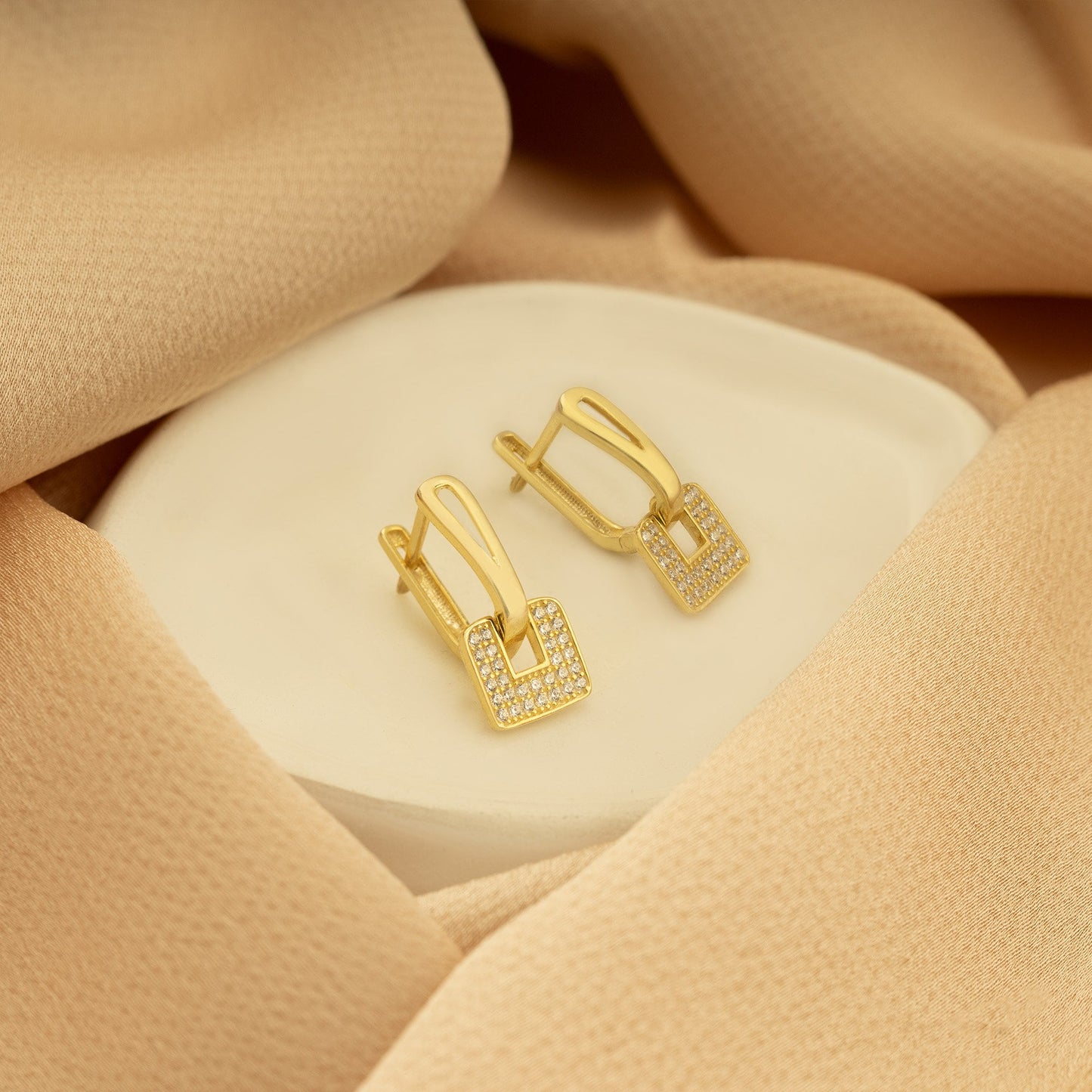 925 Sterling Silver Elegant Geometric Rectangle Earrings