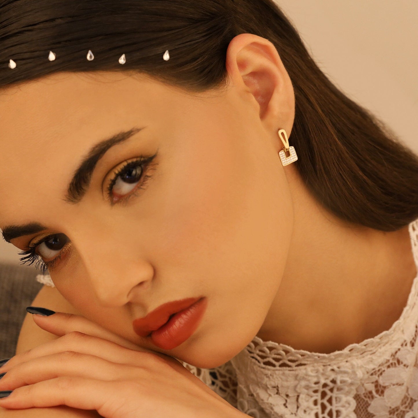 925 Sterling Silver Elegant Geometric Rectangle Earrings