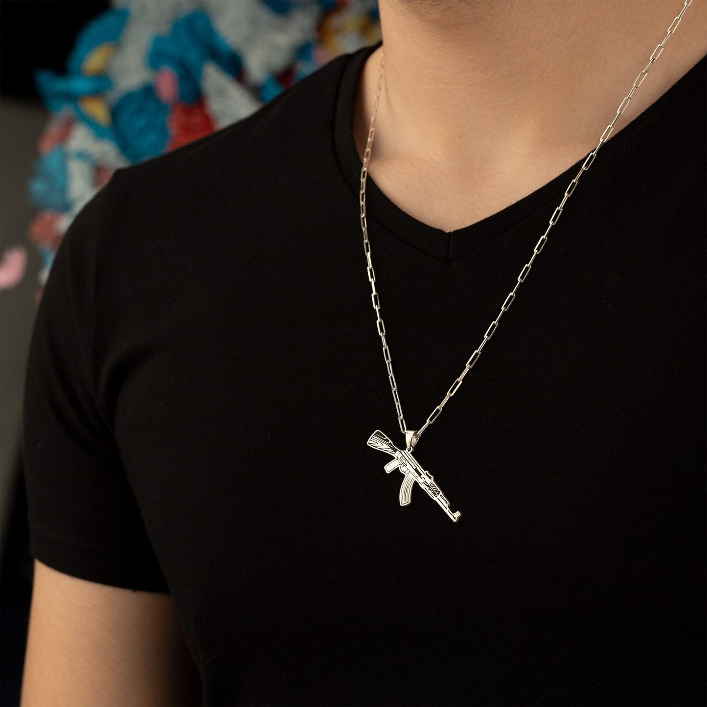 925 Sterling Silver Kalashnikov Necklace