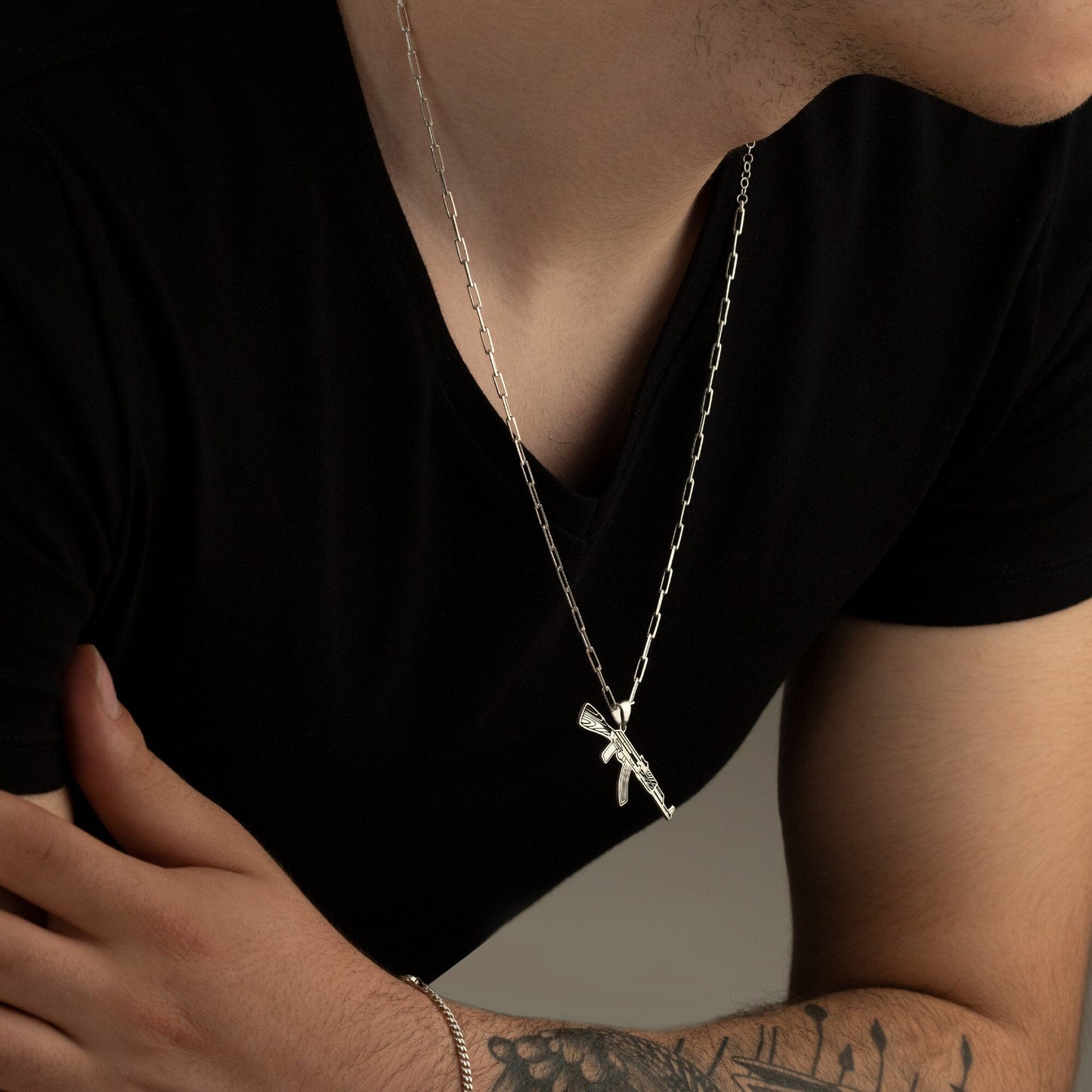 925 Sterling Silver Kalashnikov Necklace