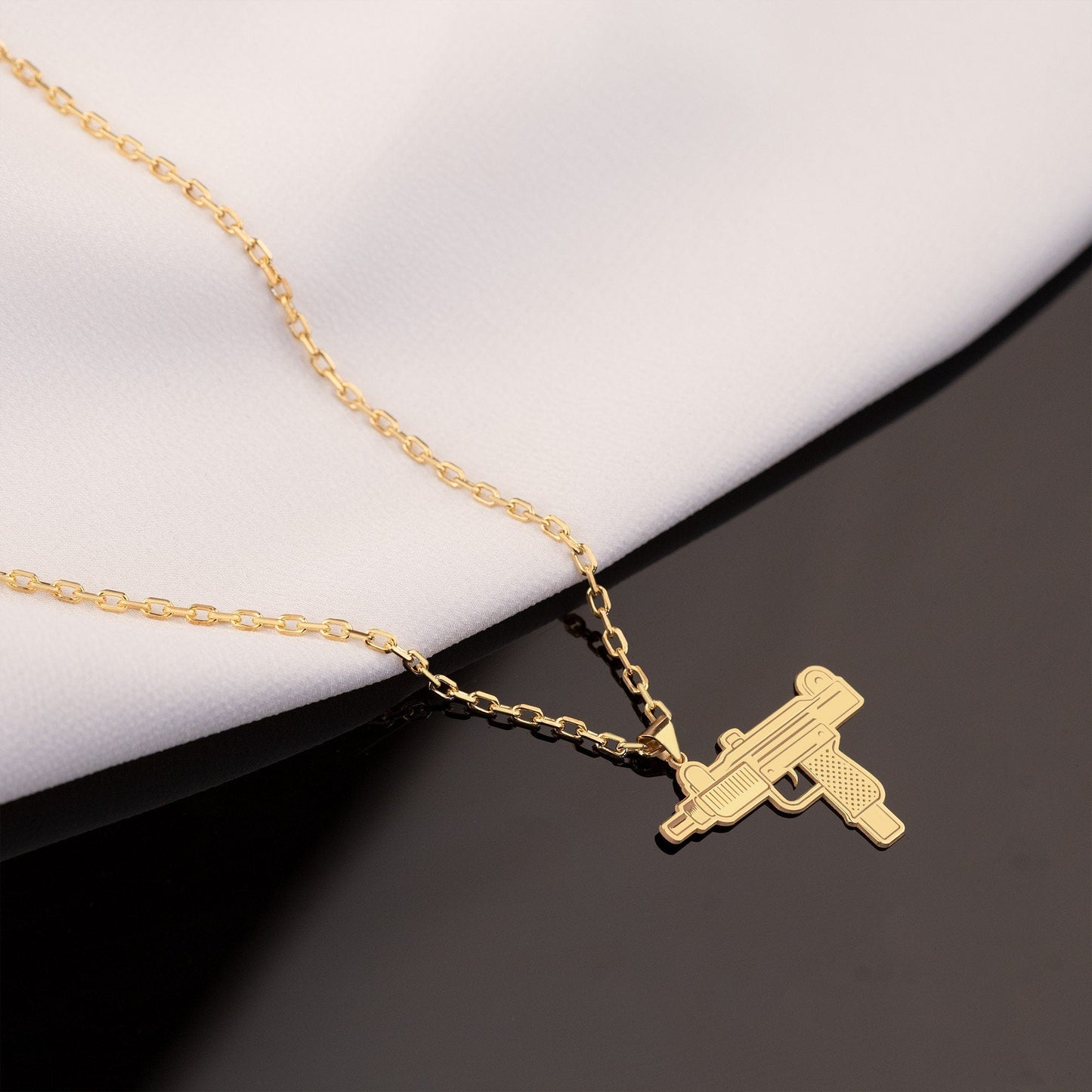 925 Sterling Silver Uzi Gun Pendant