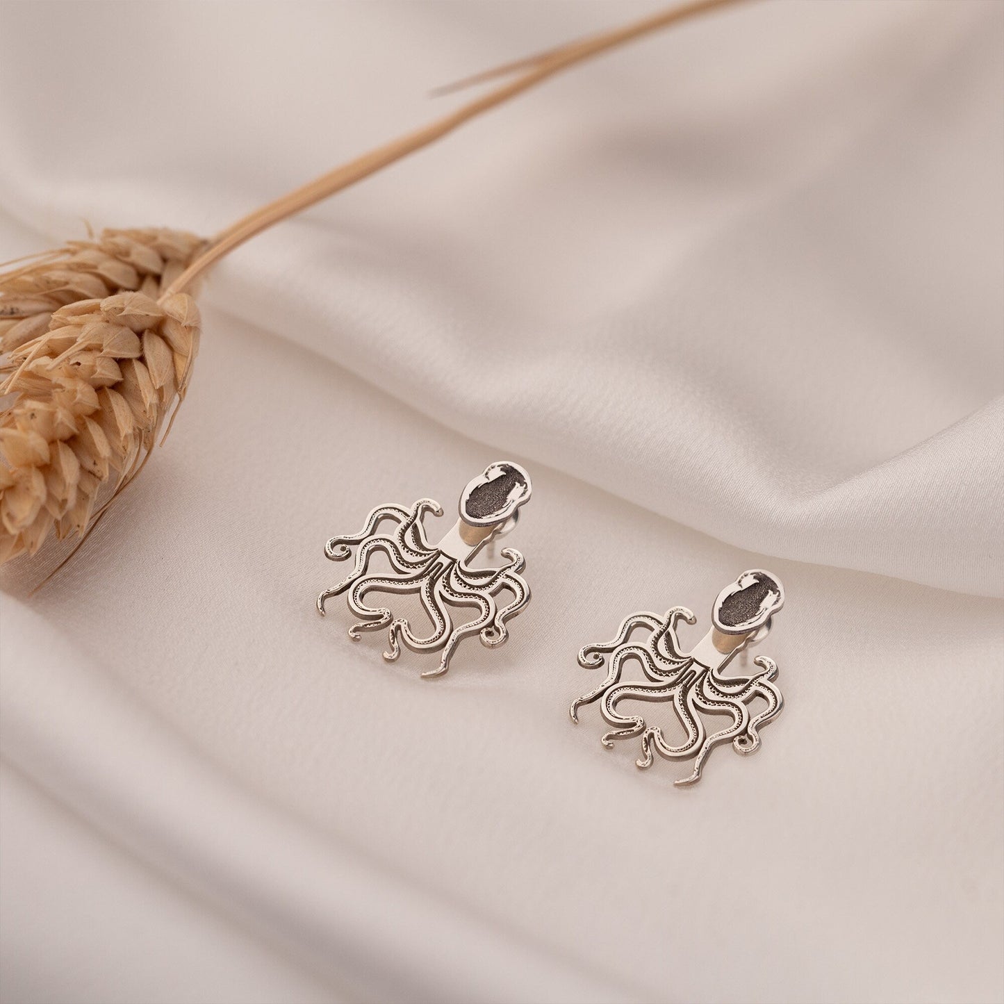 925 Sterling Silver Octopus Ear Jacket Earrings